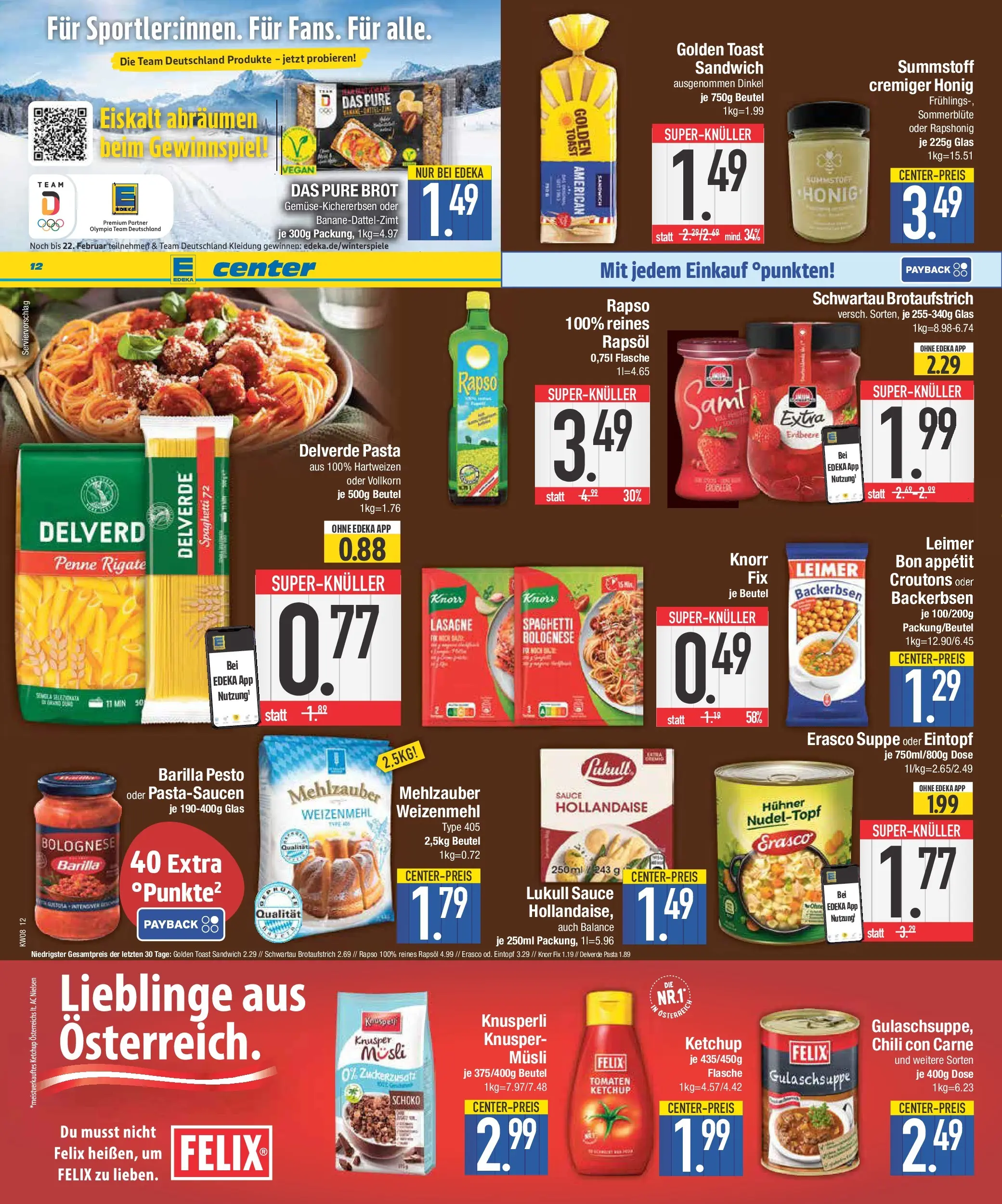 E center Prospekt Neustadt (ab 16.02.2026) » Angebote Online | Seite: 12 | Produkte: Musli, Toast, Rapsöl, Pasta