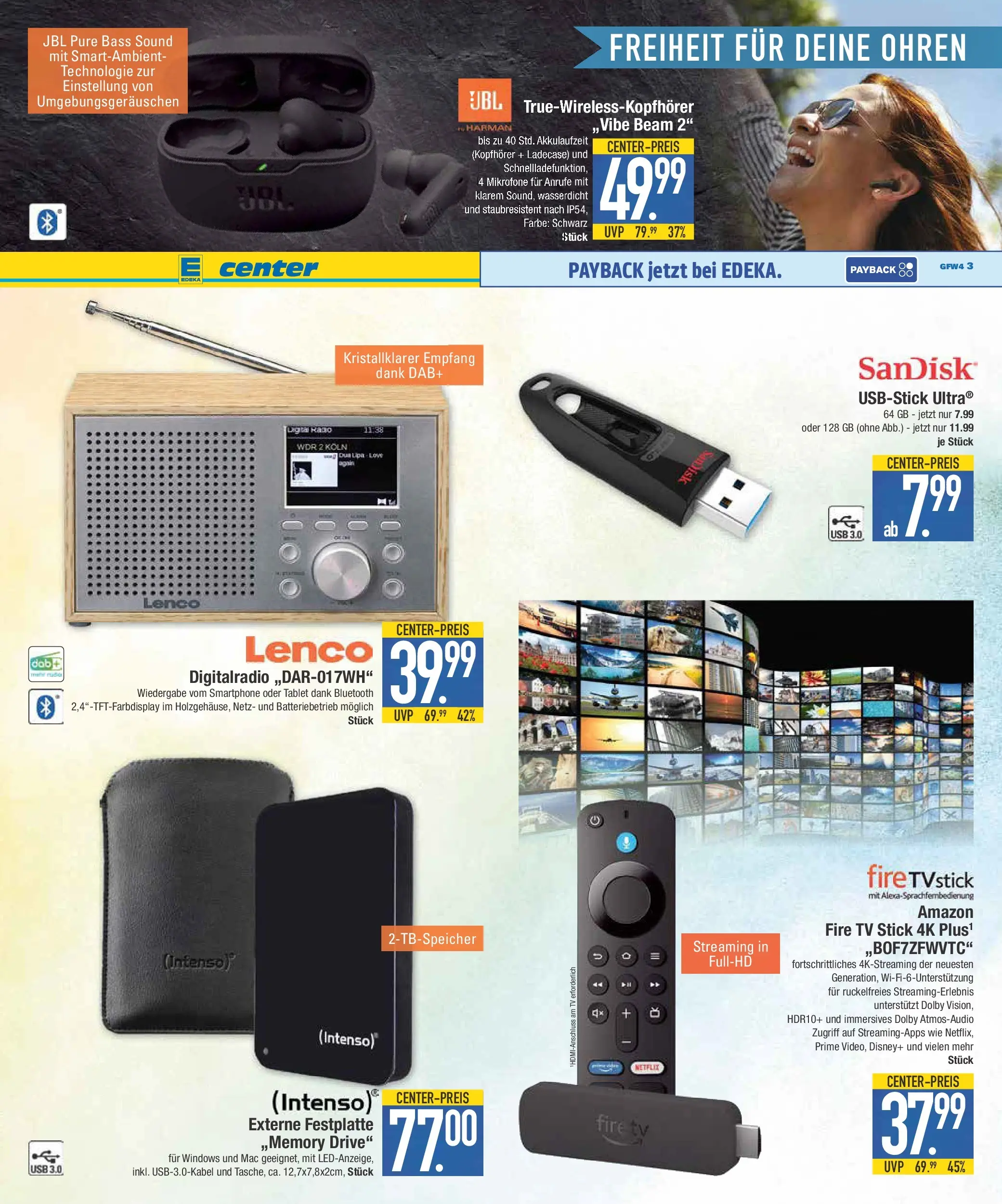 E center Prospekt Krumbach (ab 16.02.2026) » Angebote Online | Seite: 19 | Produkte: USB, Tablet, TV, Kopfhörer