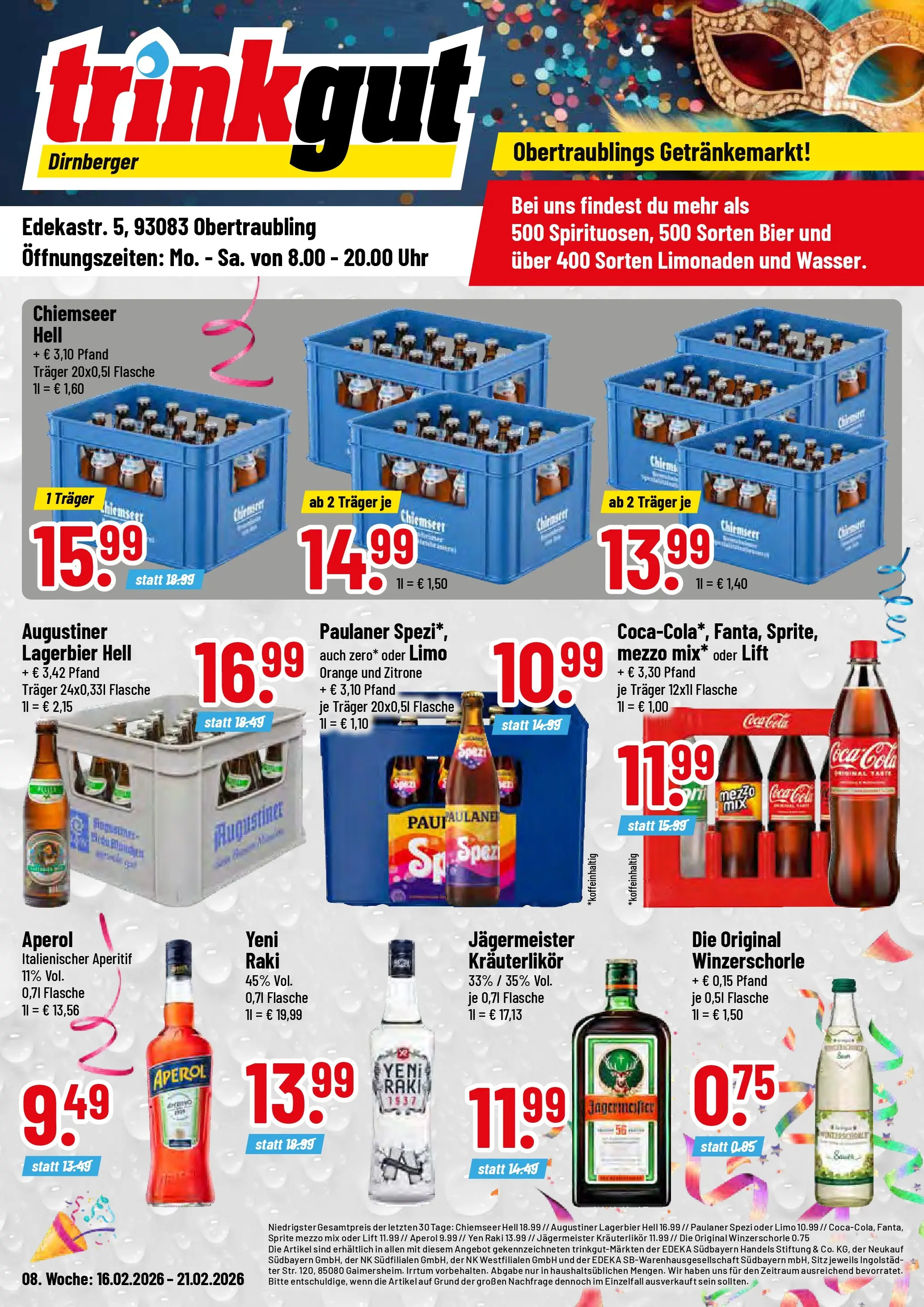 Trinkgut Prospekt Obertraubling (ab 16.02.2026) » Angebote online | Seite: 1 | Produkte: Mezzo mix, Coca cola, Zitrone, Aperol
