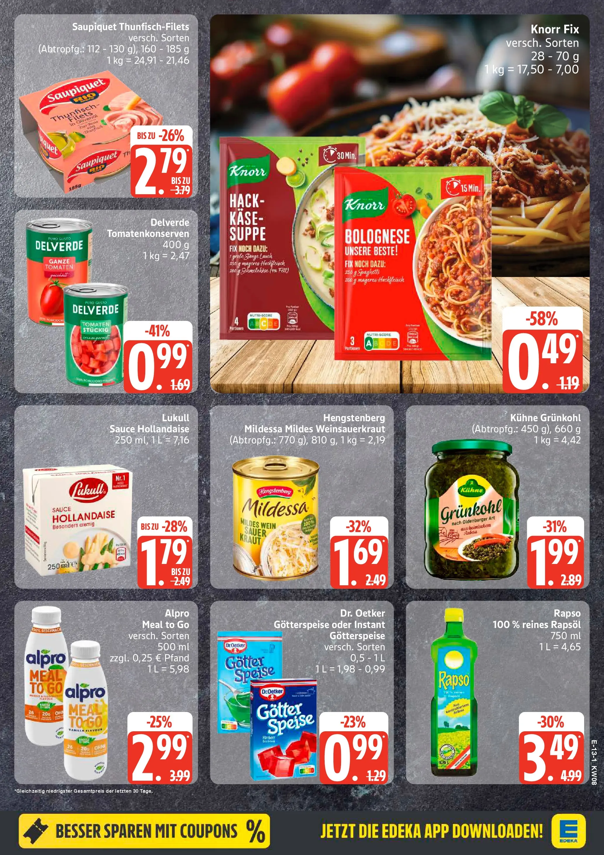 Edeka prospekt Seevetal	 (ab 15.02.2026) » Angebote Online | Seite: 13 | Produkte: Thunfisch, Tomaten, Alpro, Hackfleisch