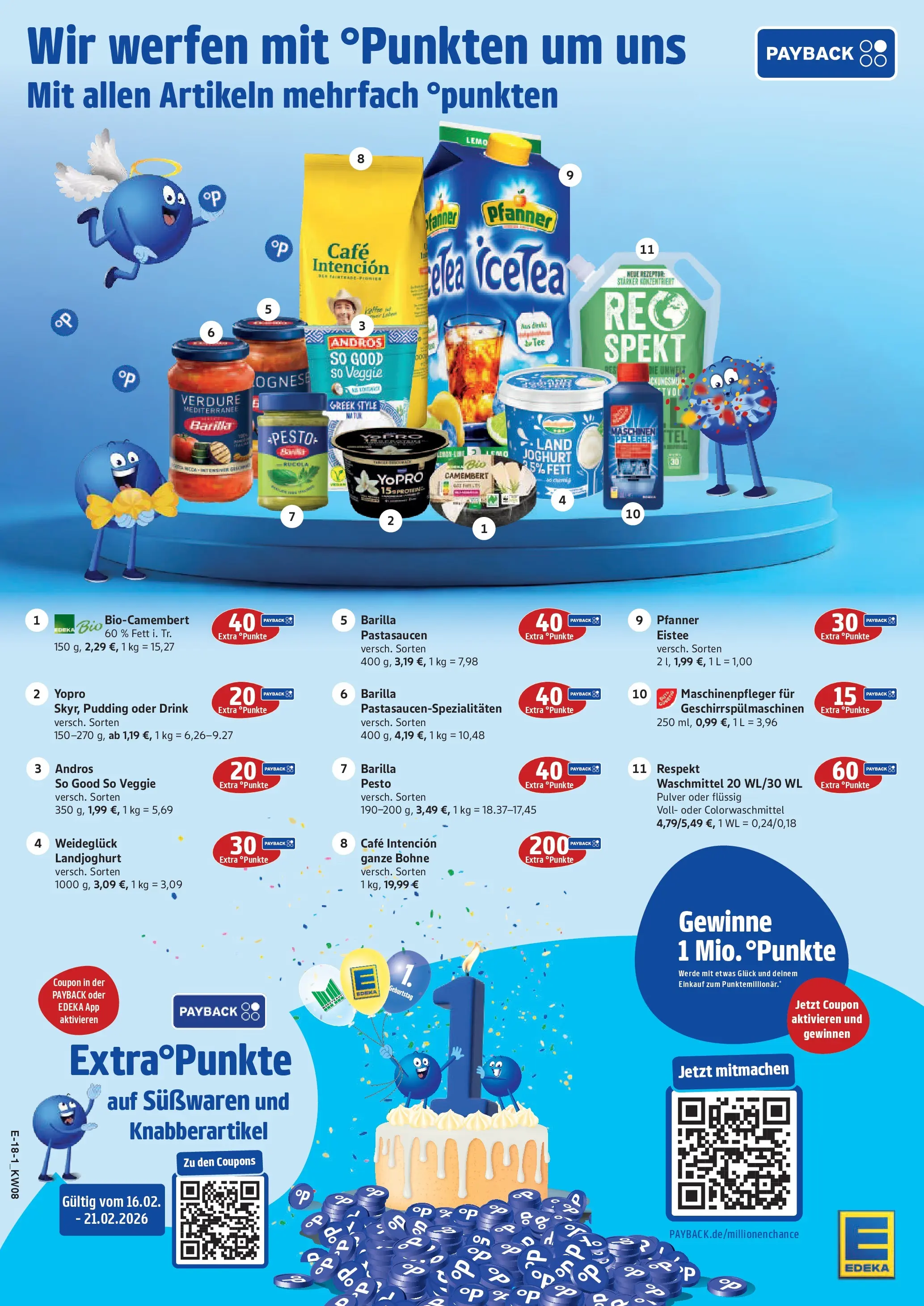 Edeka prospekt Seevetal	 (ab 15.02.2026) » Angebote Online | Seite: 18 | Produkte: Joghurt, Barilla, Pfanner eistee, Waschmittel