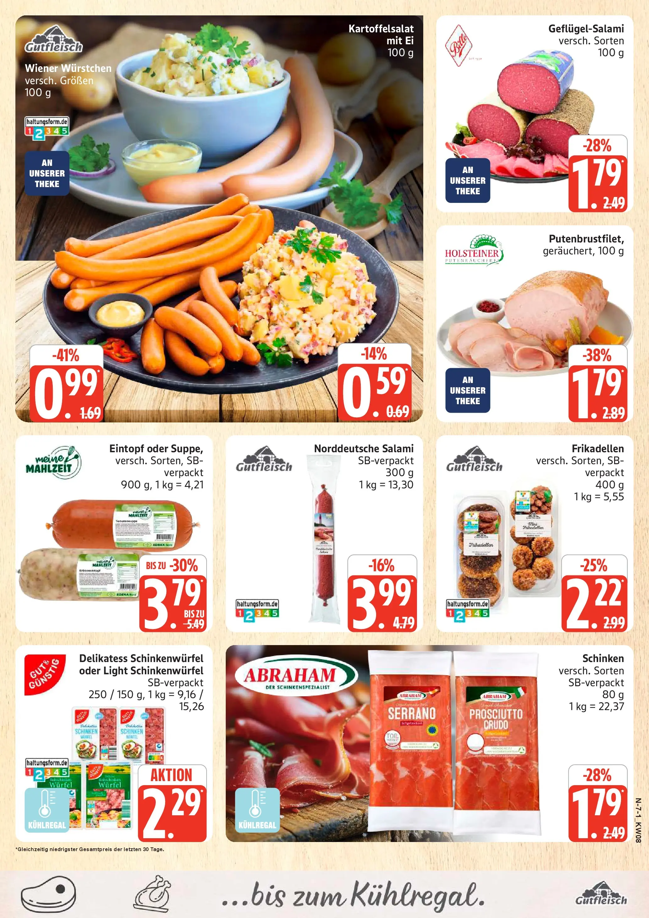 Edeka prospekt Rostock	 (ab 16.02.2026) » Angebote Online | Seite: 7 | Produkte: Wiener wurstchen, Theke, Salami, Schinken