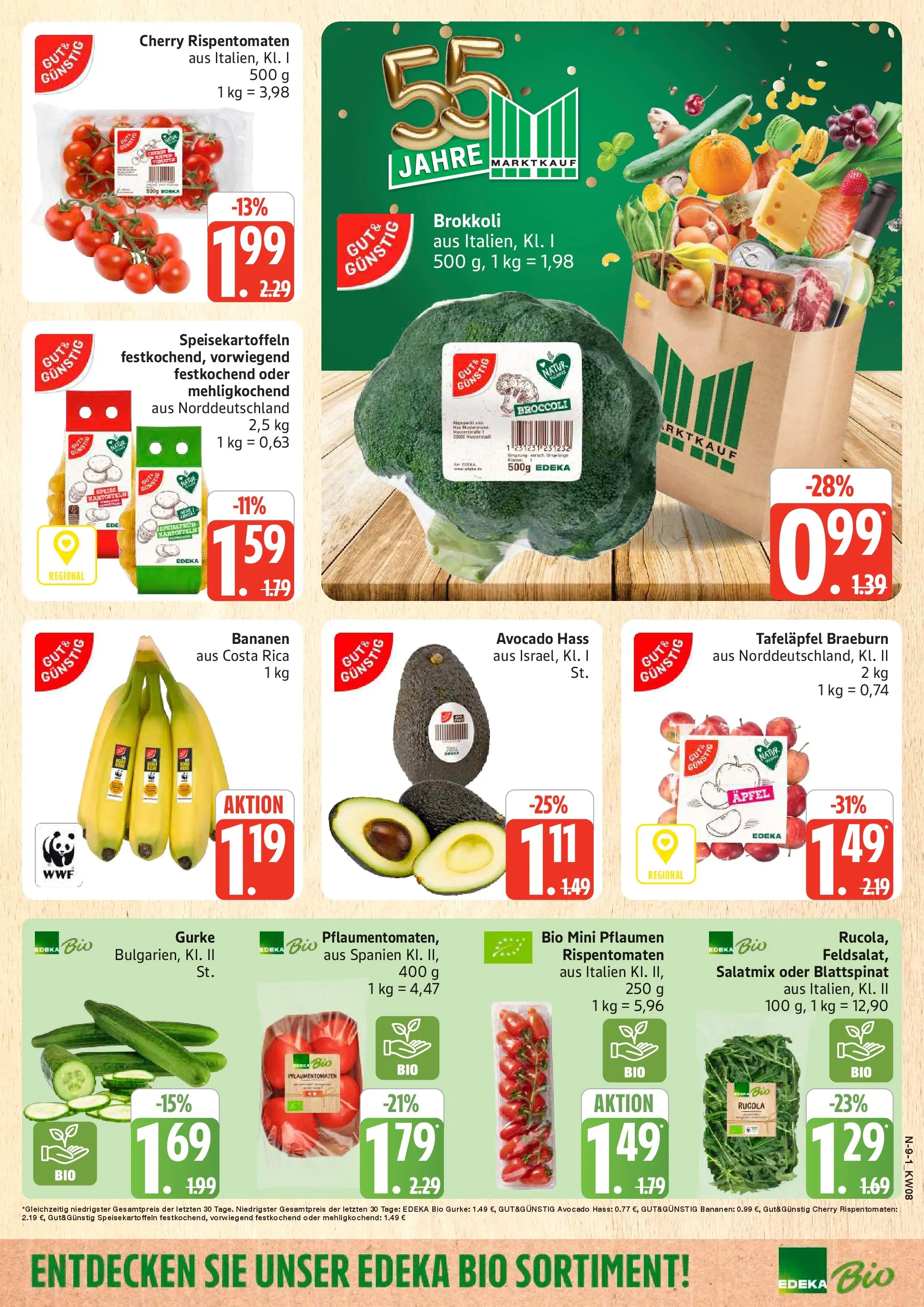 Edeka prospekt Rostock	 (ab 16.02.2026) » Angebote Online | Seite: 9 | Produkte: Rucola, Bananen, Avocado, Kartoffeln