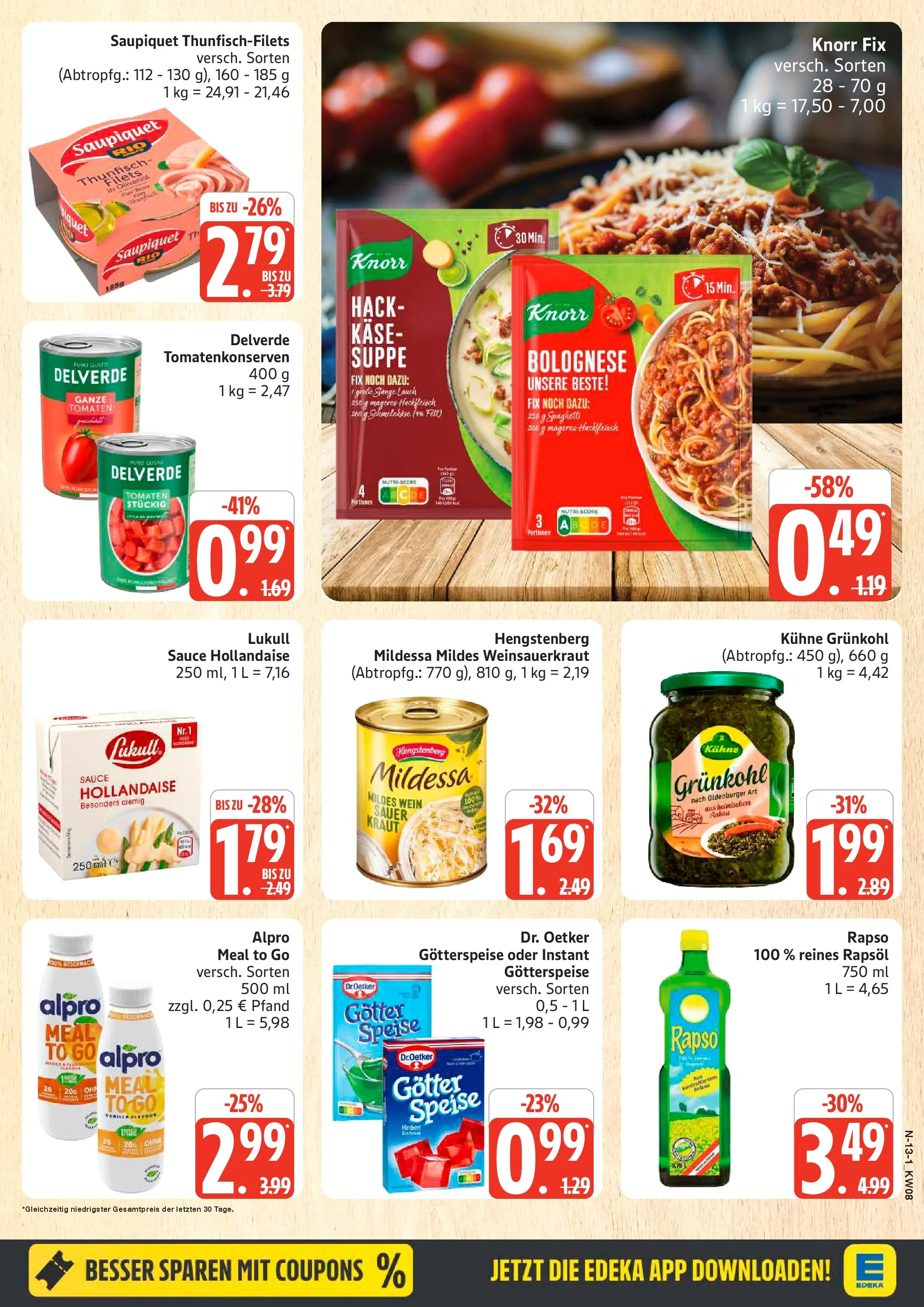 Edeka prospekt Rostock	 (ab 16.02.2026) » Angebote Online | Seite: 13 | Produkte: Käse, Thunfisch, Knorr, Alpro