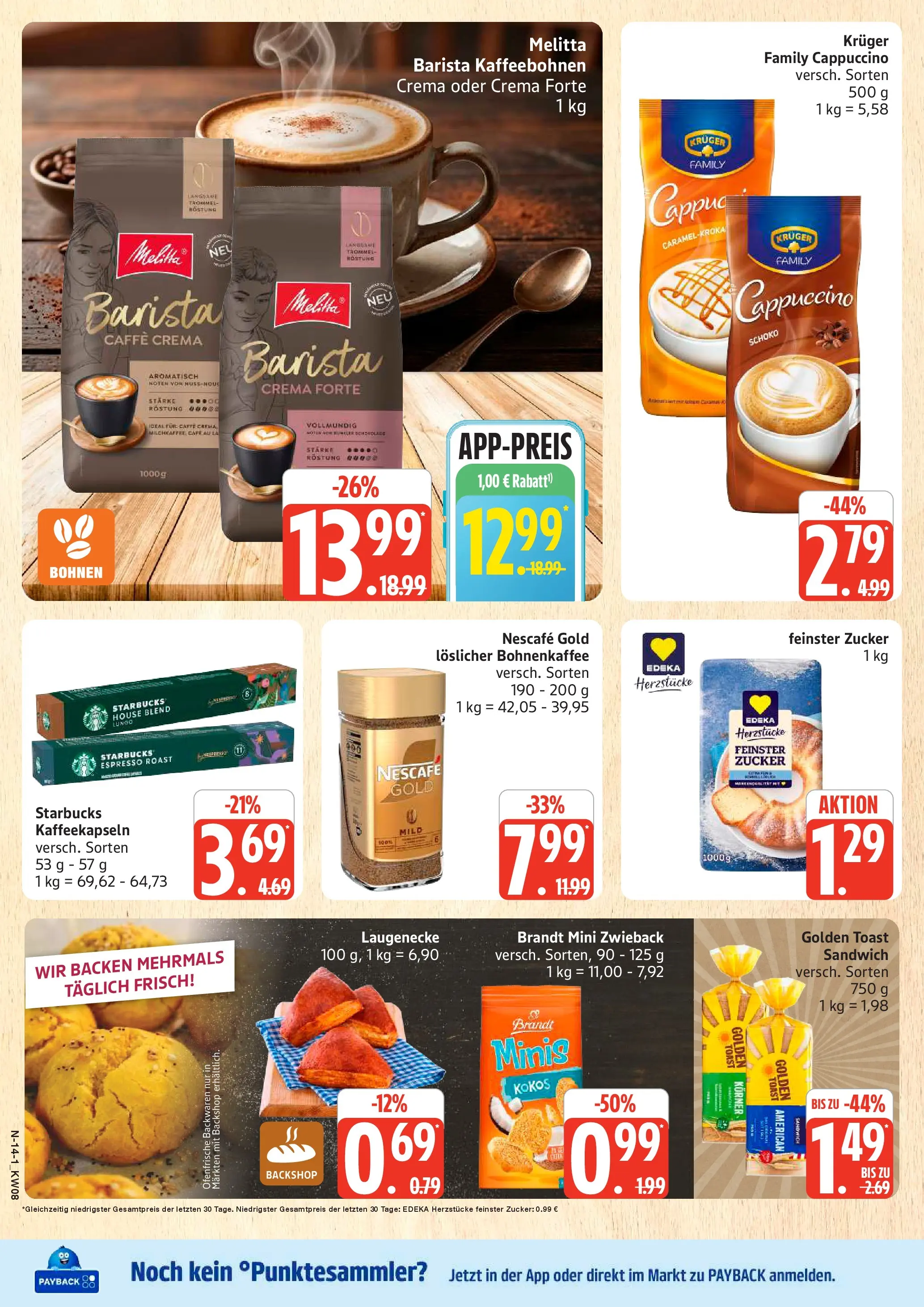 Edeka prospekt Rostock	 (ab 16.02.2026) » Angebote Online | Seite: 14 | Produkte: Melitta, Nescafe, Starbucks, Ofenfrische