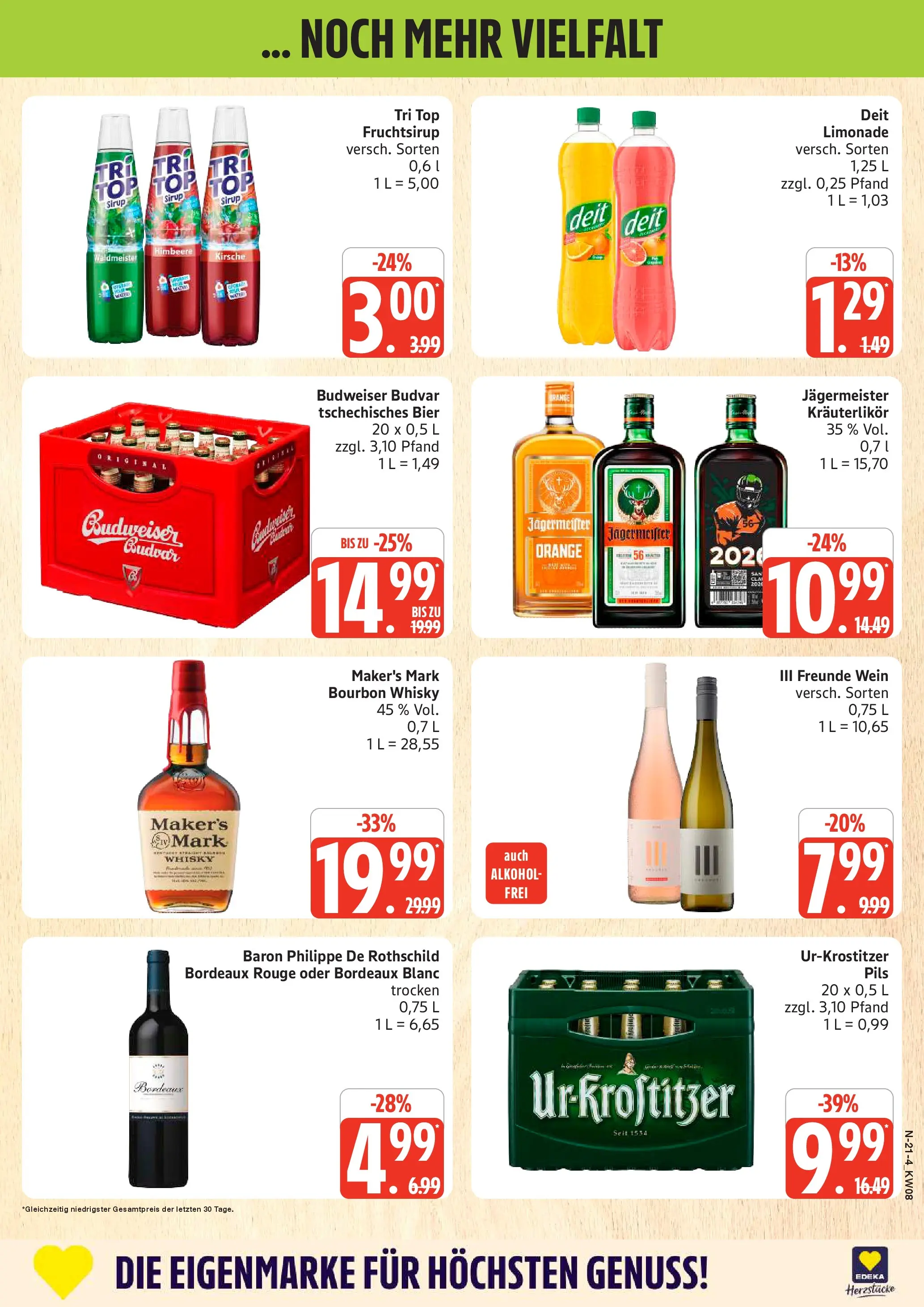 Edeka prospekt Rostock	 (ab 16.02.2026) » Angebote Online | Seite: 21 | Produkte: Sirup, Jägermeister, Himbeere, Bourbon