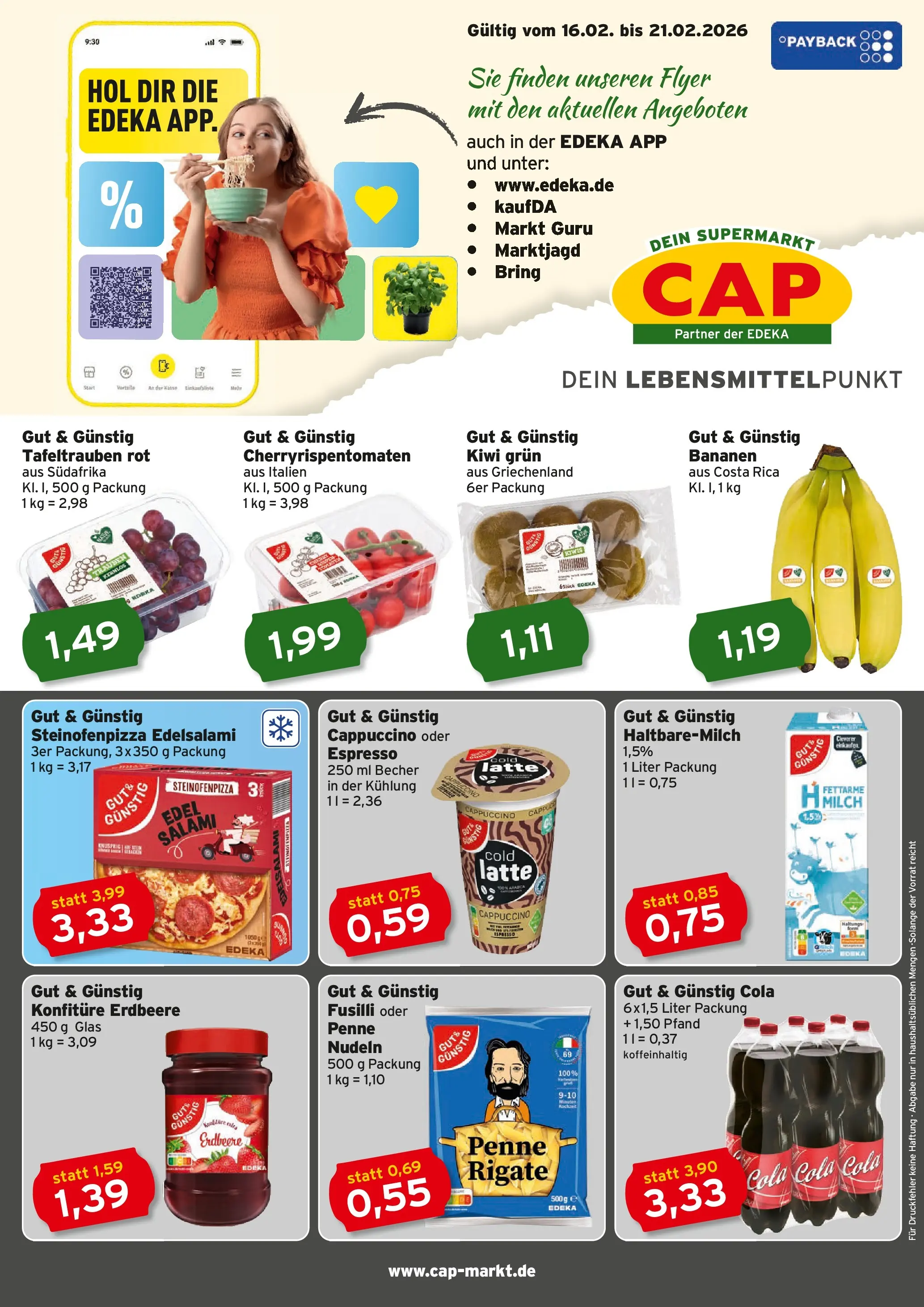 Edeka prospekt Rostock	 (ab 16.02.2026) » Angebote Online | Seite: 1 | Produkte: Bananen, Pasta, Pizza, Kiwi