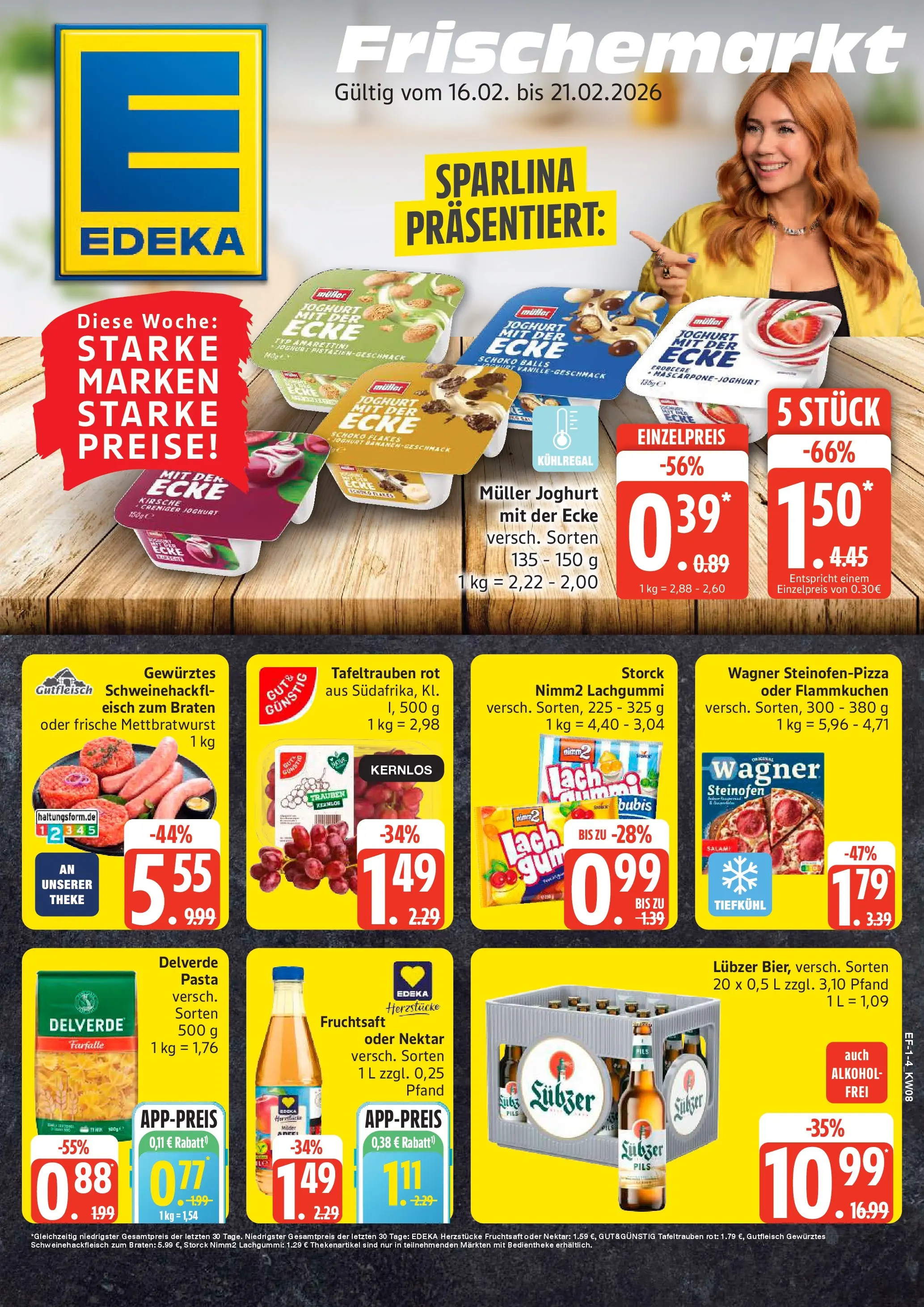 Edeka prospekt Lassan	 (ab 16.02.2026) » Angebote Online | Seite: 1 | Produkte: Theke, Trauben, Pizza, Lubzer