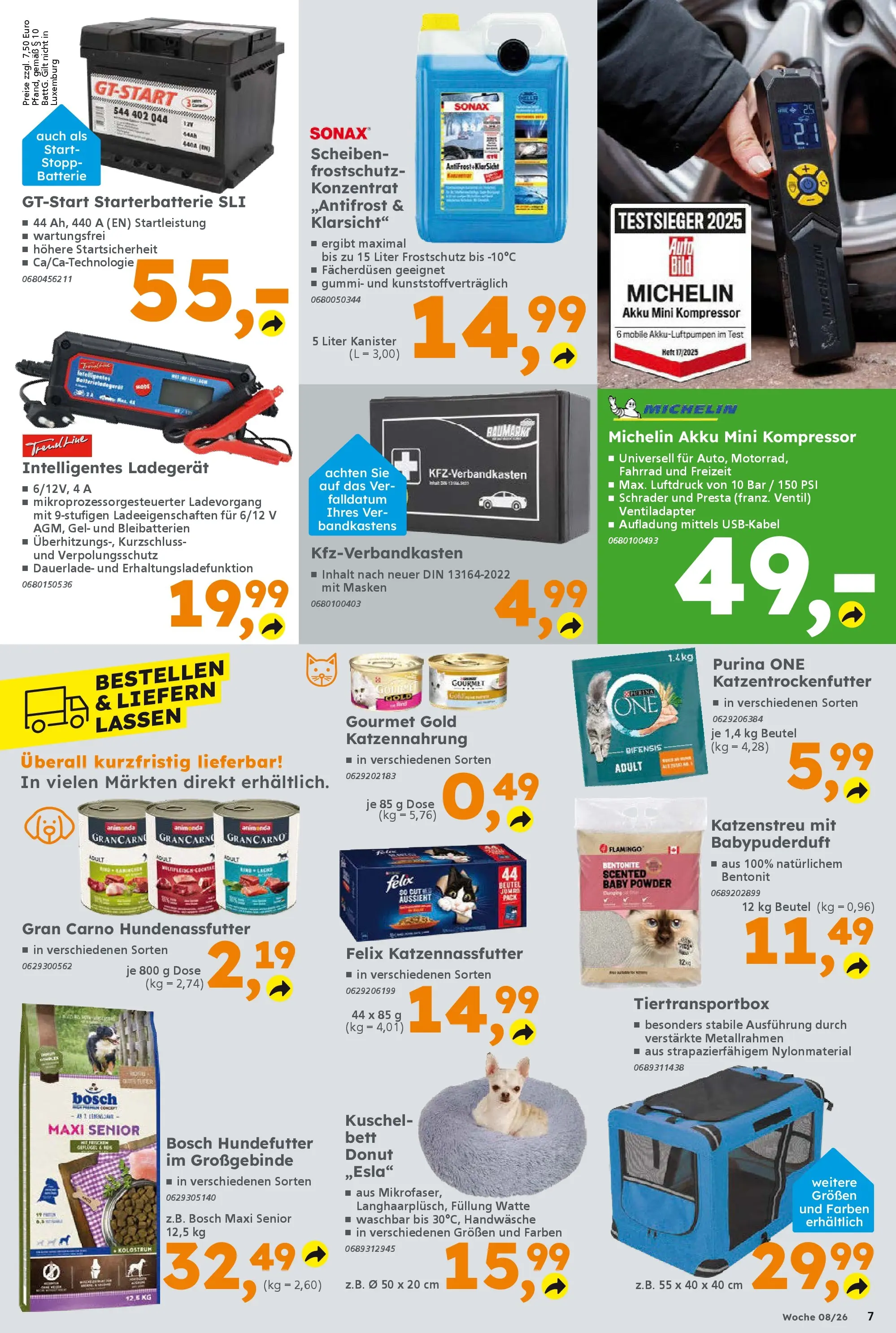 Globus Baumarkt prospekt Forchheim	 (ab 16.02.2026) zum Blättern | Seite: 7 | Produkte: Purina one, Bosch, Batterie, Ladegerät