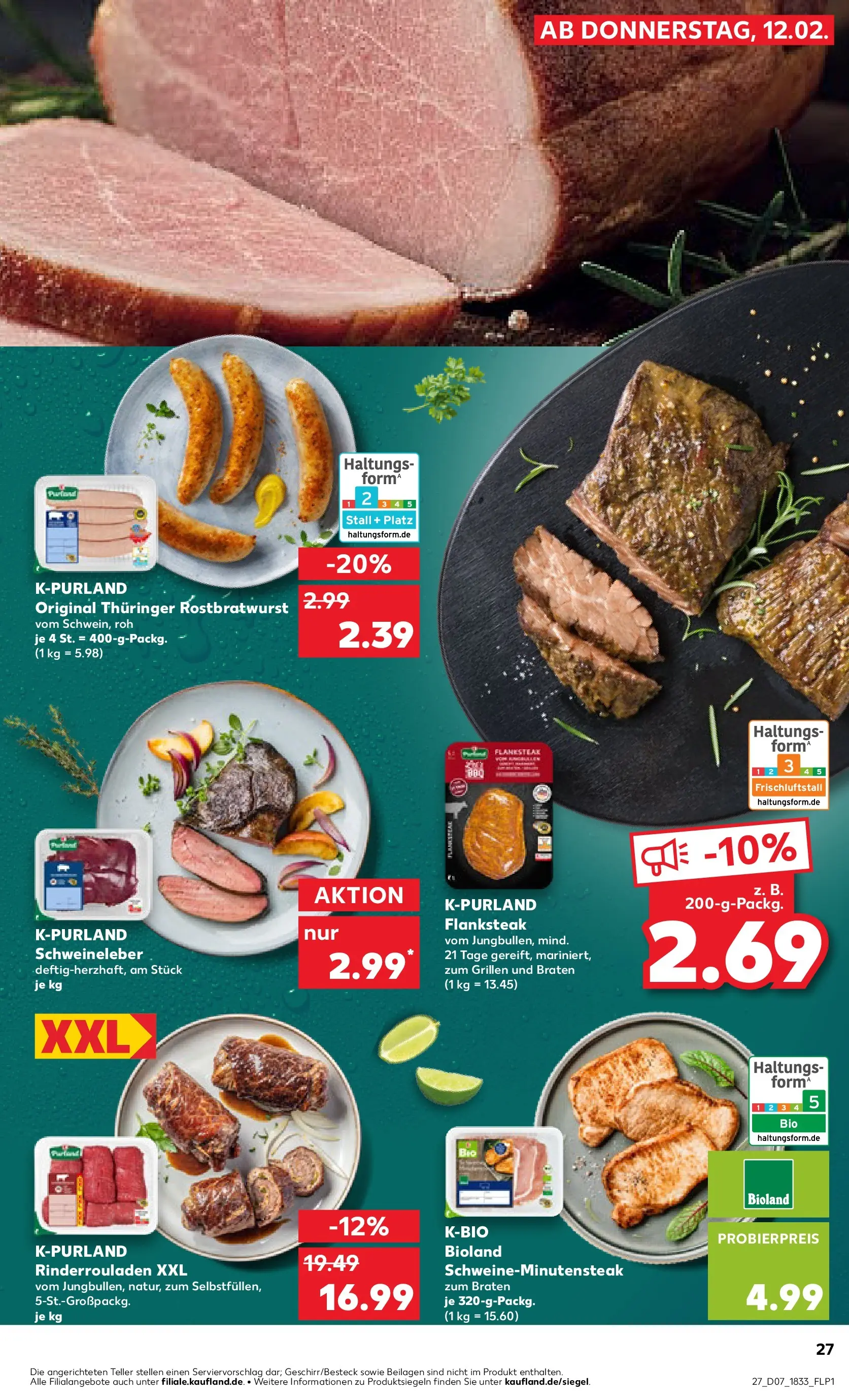 Prospekt Kaufland ab 16.02.2026 » Angebote Online zum Blättern | Seite: 27 | Produkte: Rinderrouladen, Steak