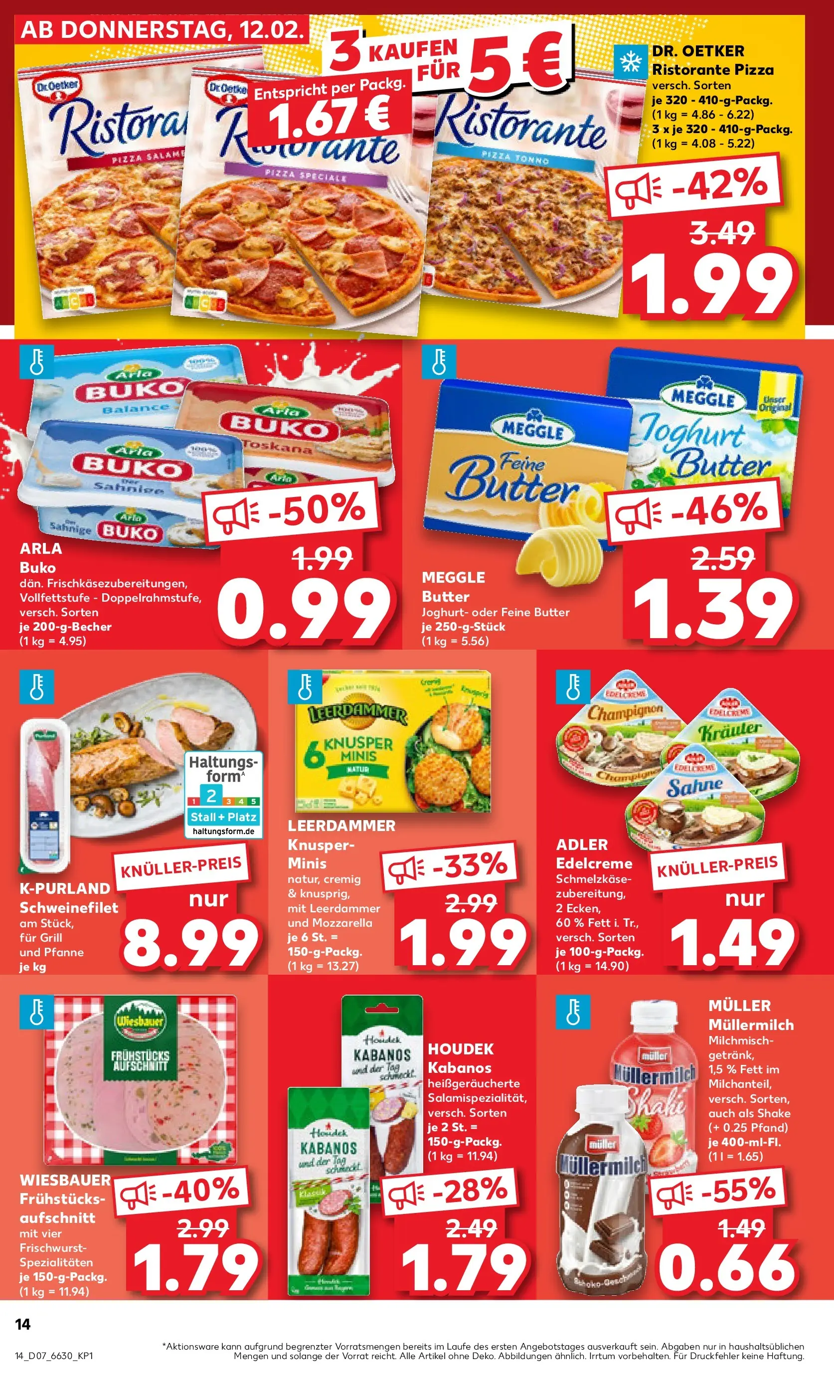 Prospekt Kaufland ab 16.02.2026 » Angebote Online zum Blättern | Seite: 14 | Produkte: Ristorante, Schweinefilet, Pizza, Sahne