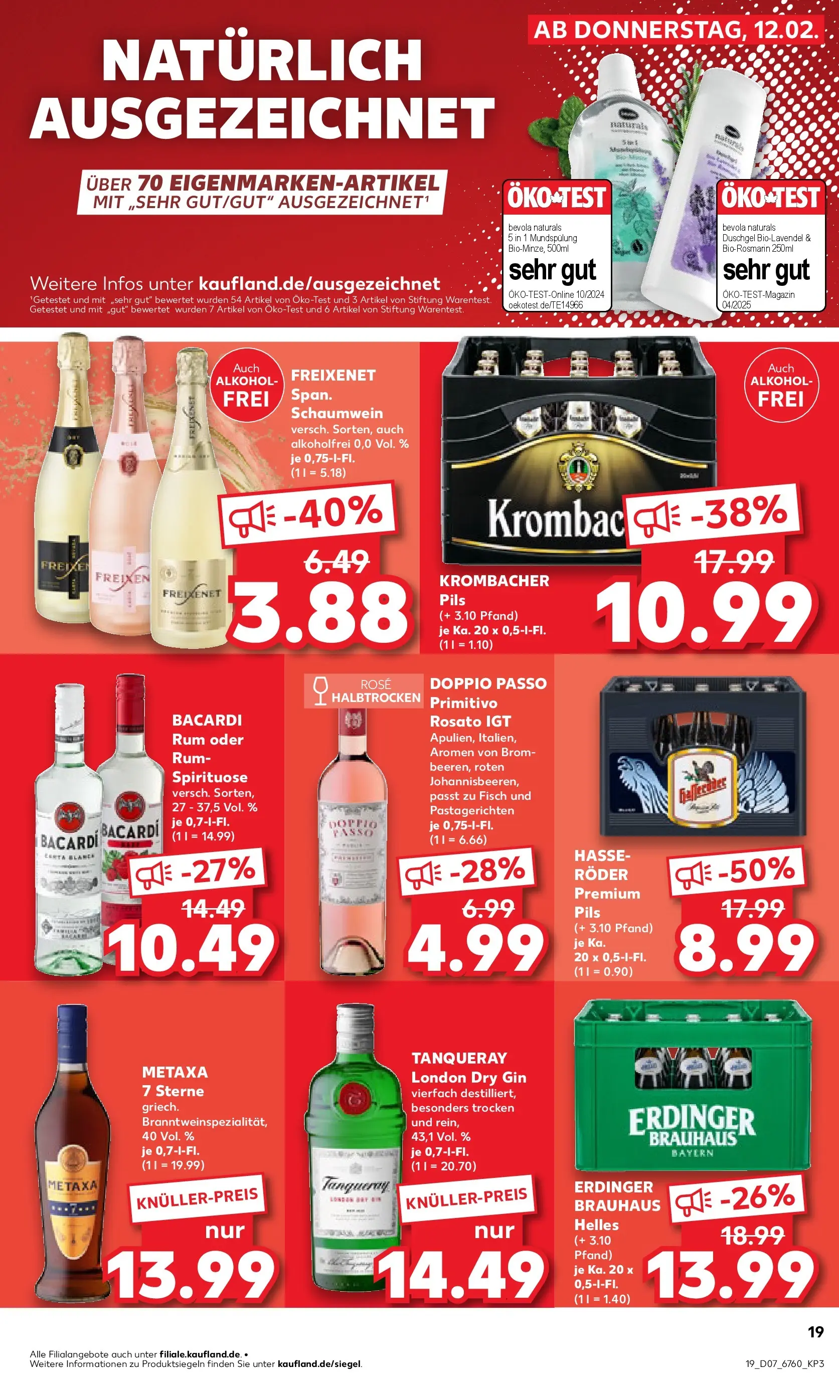 Prospekt Kaufland ab 16.02.2026 » Angebote Online zum Blättern | Seite: 19 | Produkte: Rum, Duschgel, Doppio Passo, Gin