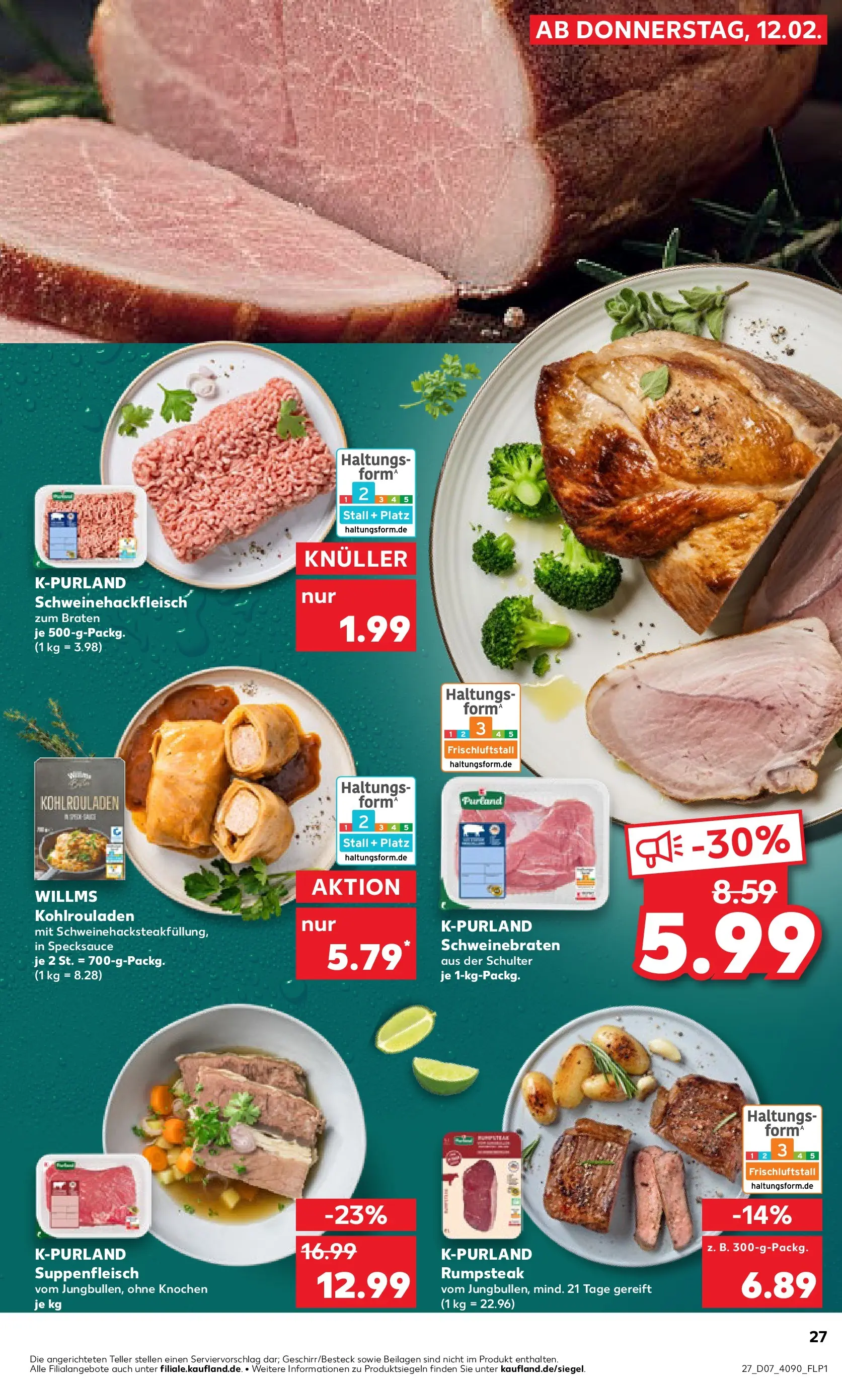 Prospekt Kaufland ab 16.02.2026 » Angebote Online zum Blättern | Seite: 27 | Produkte: Rumpsteak, Suppenfleisch, Steak