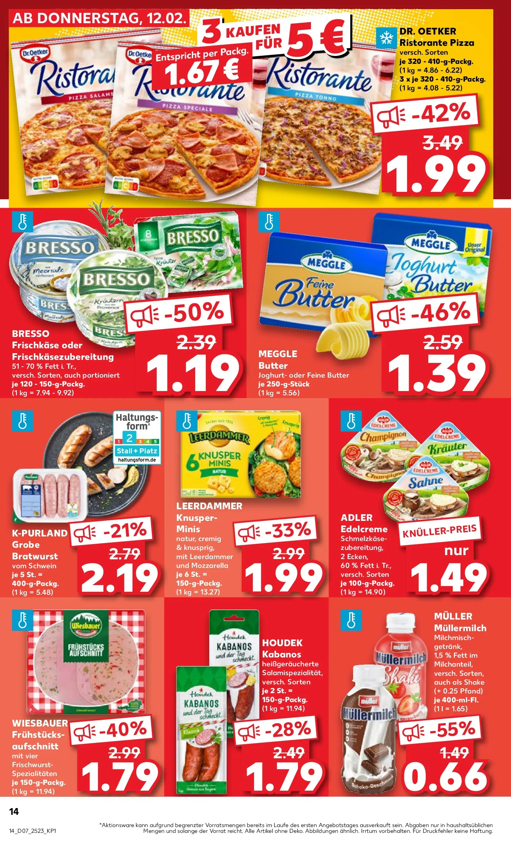 Prospekt Kaufland ab 16.02.2026 » Angebote Online zum Blättern | Seite: 14 | Produkte: Mozzarella, Bratwurst, Müllermilch, Pizza
