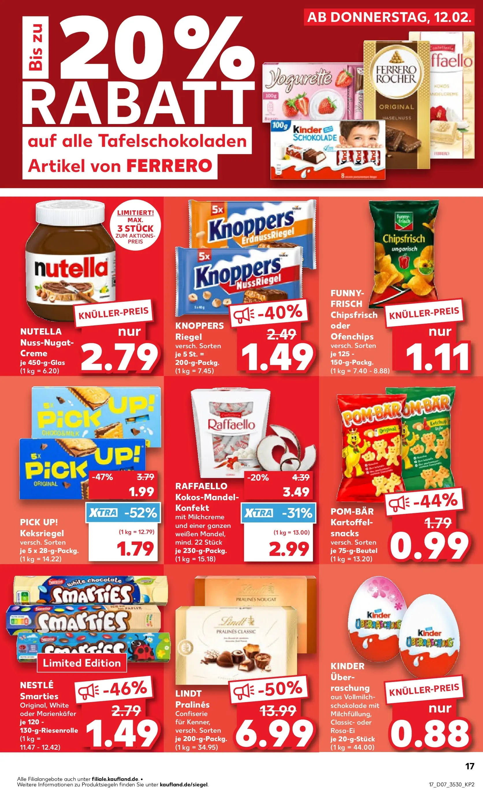 Prospekt Kaufland ab 16.02.2026 » Angebote Online zum Blättern | Seite: 17 | Produkte: Raffaello, Creme, Nutella, Lindt