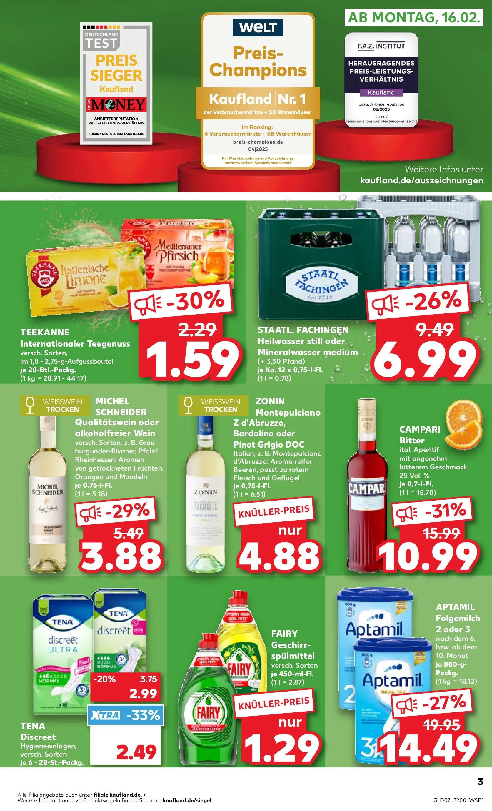 Prospekt Kaufland ab 16.02.2026 » Angebote Online zum Blättern | Seite: 3 | Produkte: Weißwein, Orangen, Wein, Fleisch