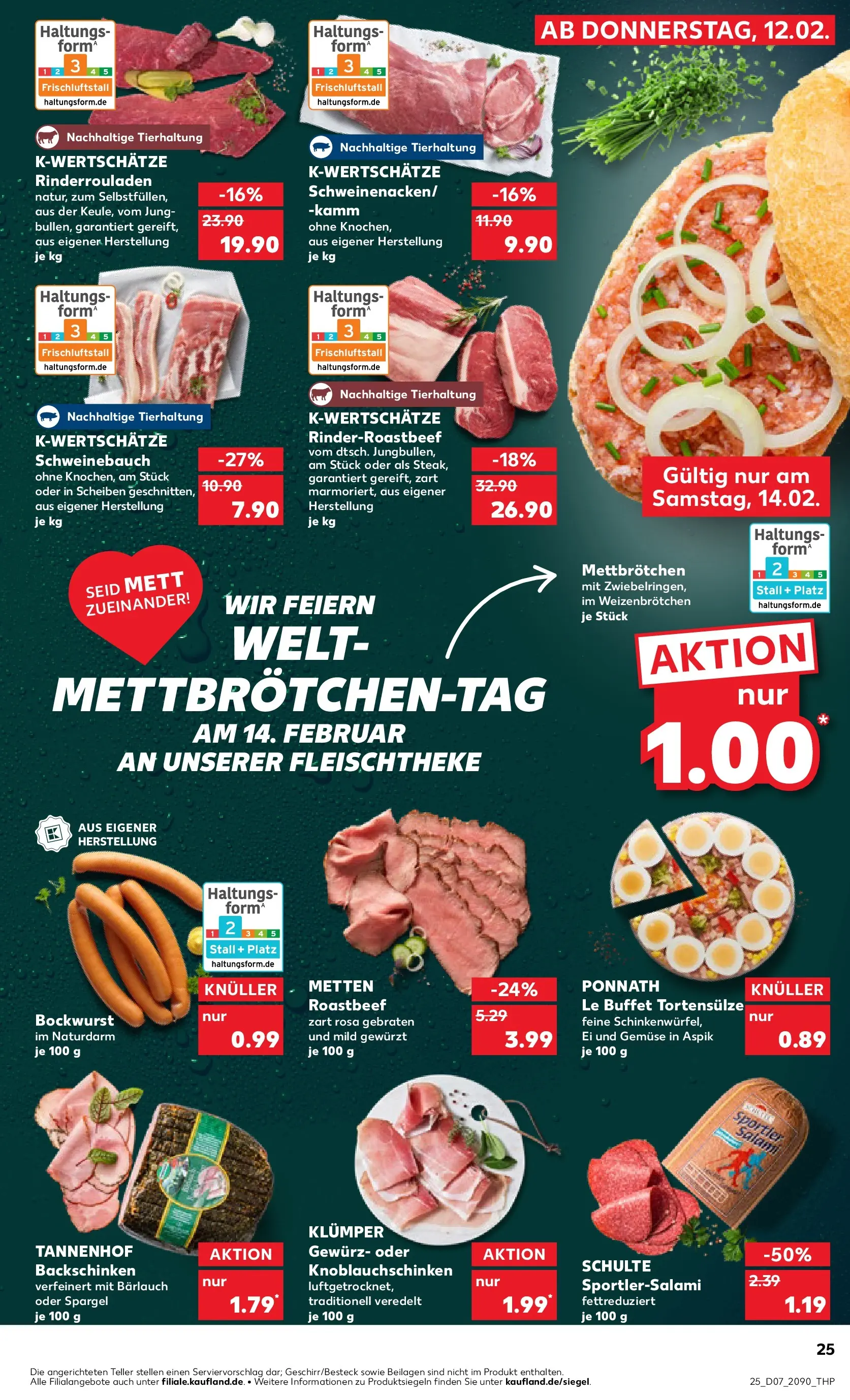 Prospekt Kaufland ab 16.02.2026 » Angebote Online zum Blättern | Seite: 25 | Produkte: Bockwurst, Roastbeef, Gemüse, Salami