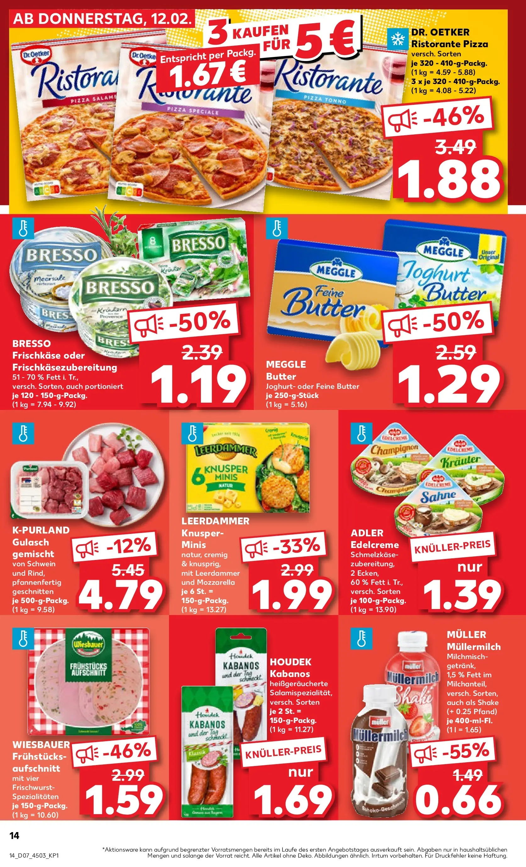 Prospekt Kaufland ab 16.02.2026 » Angebote Online zum Blättern | Seite: 14 | Produkte: Joghurt, Mozzarella, Müllermilch, Pizza