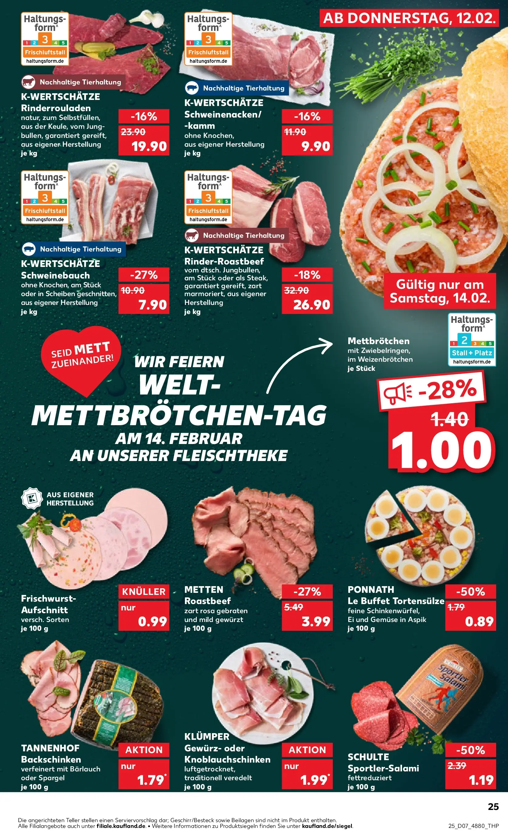 Prospekt Kaufland ab 16.02.2026 » Angebote Online zum Blättern | Seite: 25 | Produkte: Rinderrouladen, Schweinebauch, Spargel, Roastbeef
