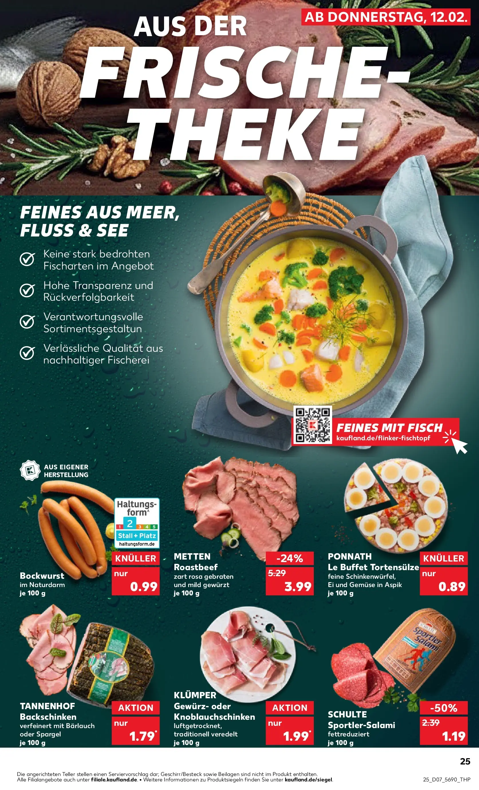 Prospekt Kaufland ab 16.02.2026 » Angebote Online zum Blättern | Seite: 25 | Produkte: Bockwurst, Spargel, Fisch, Salami