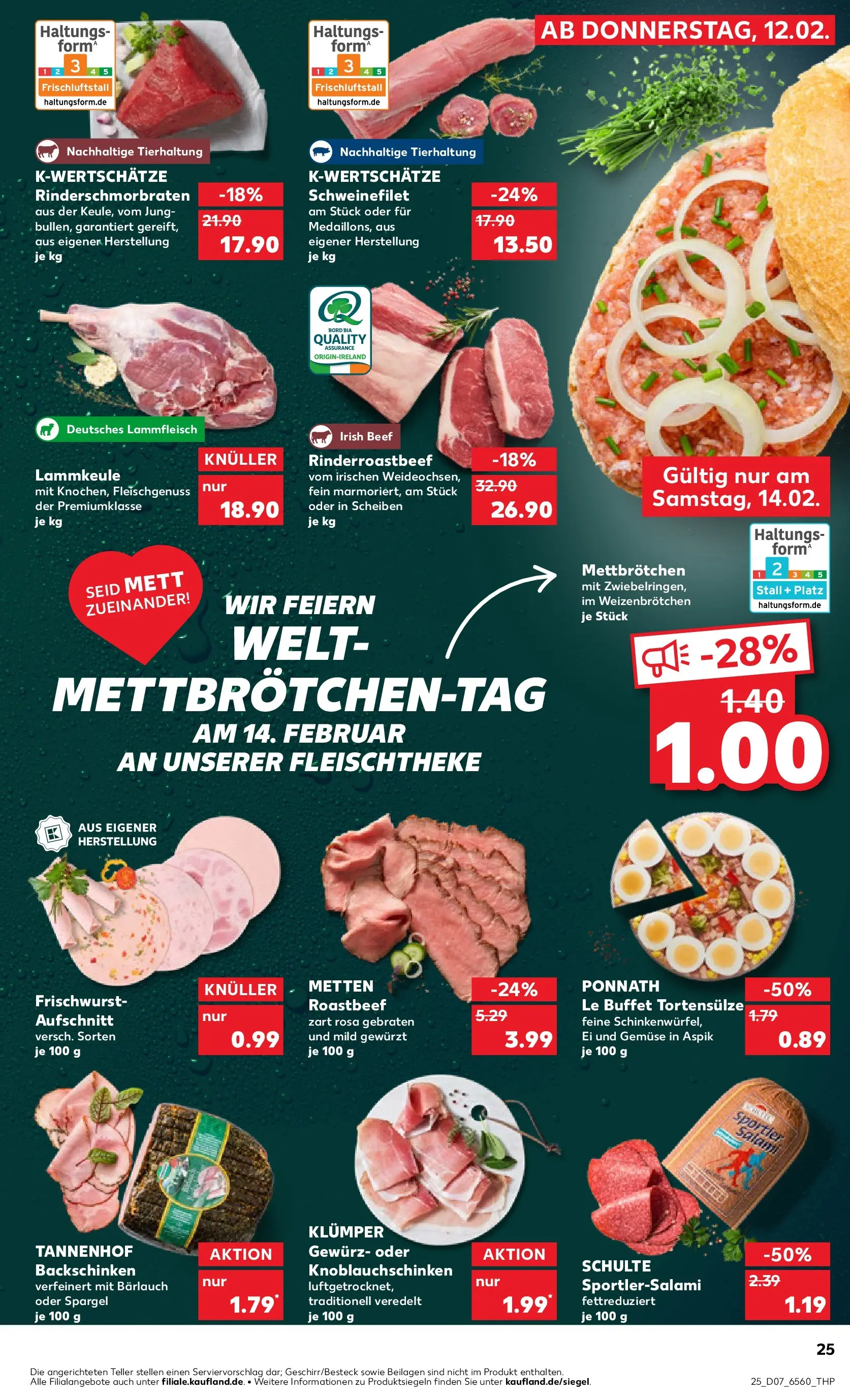 Prospekt Kaufland ab 16.02.2026 » Angebote Online zum Blättern | Seite: 25 | Produkte: Lammkeule, Spargel, Schweinefilet, Salami