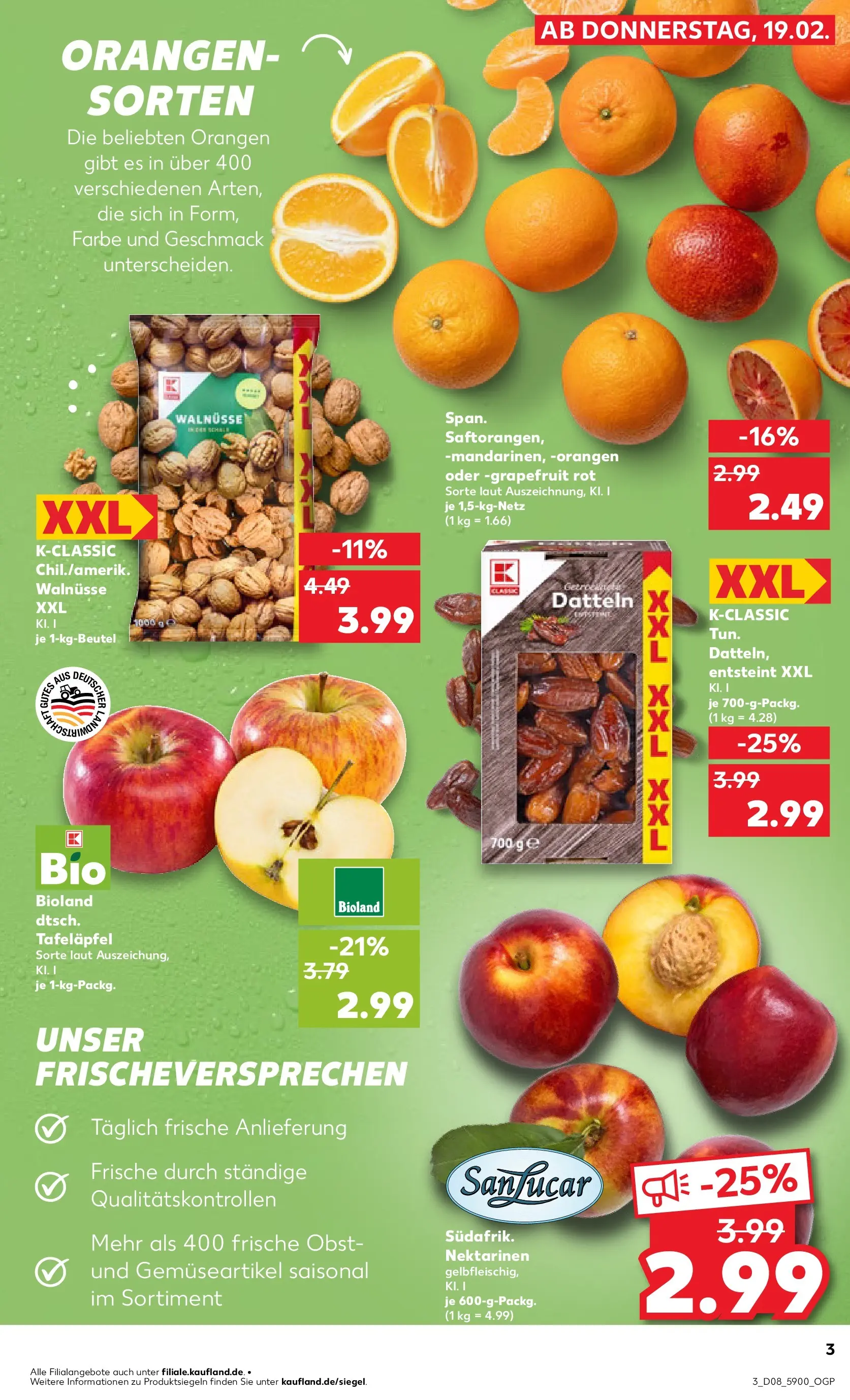 Prospekt Kaufland ab 18.02.2026 » Angebote Online zum Blättern | Seite: 11 | Produkte: Walnüsse, Nektarinen, Orangen, Obst