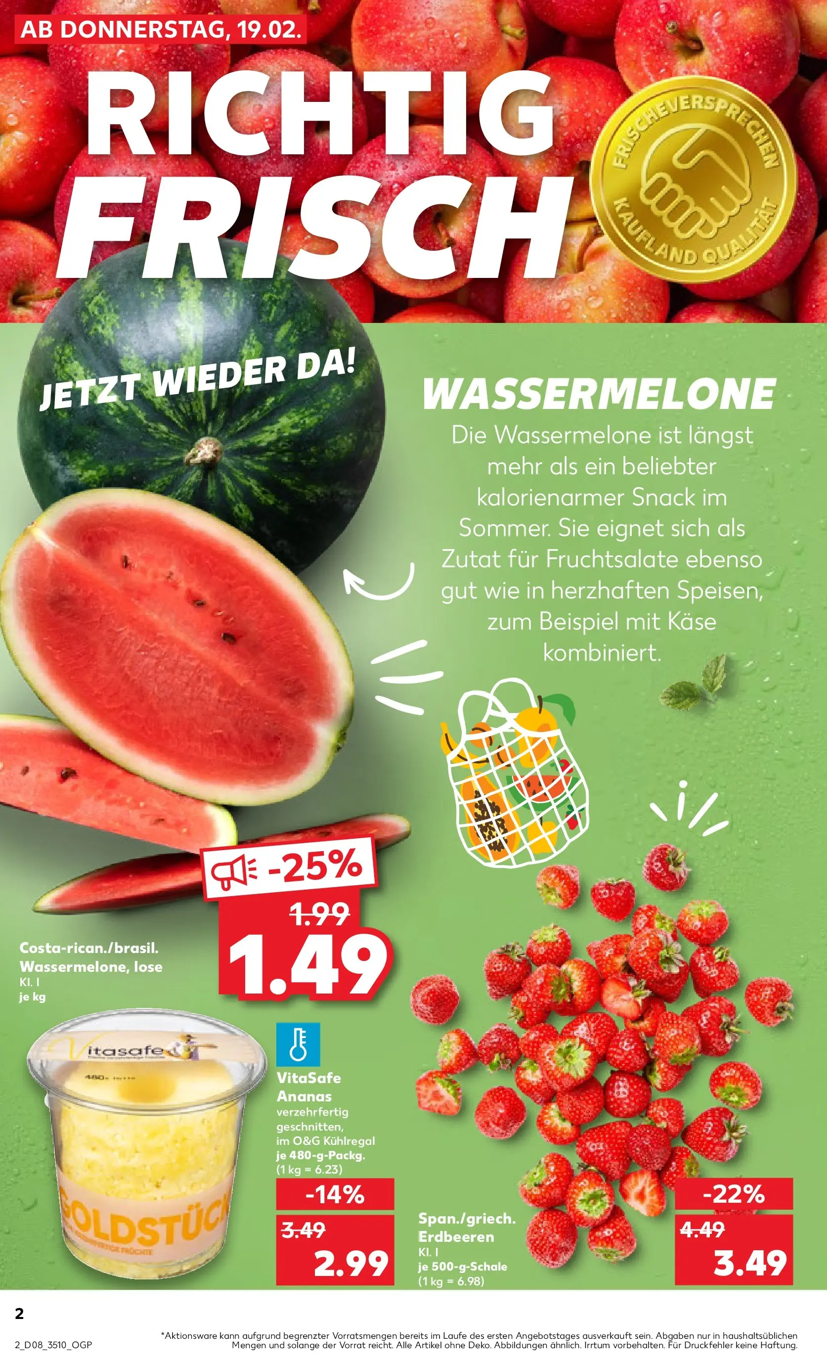 Prospekt Kaufland ab 18.02.2026 » Angebote Online zum Blättern | Seite: 10 | Produkte: Käse, Ananas, Wassermelone, Erdbeeren