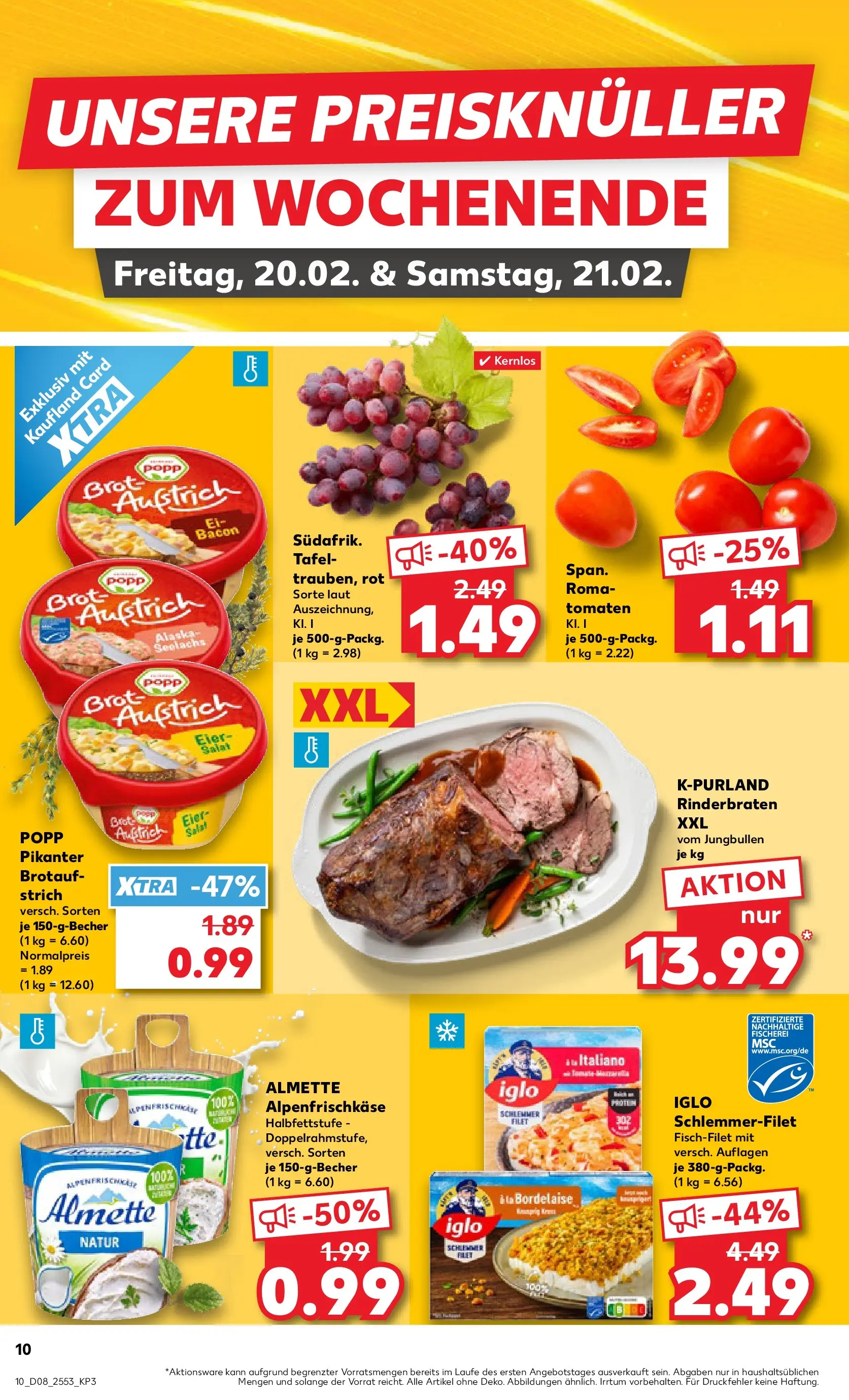 Prospekt Kaufland ab 18.02.2026 » Angebote Online zum Blättern | Seite: 18 | Produkte: Rinderbraten, Almette, Iglo, Salat