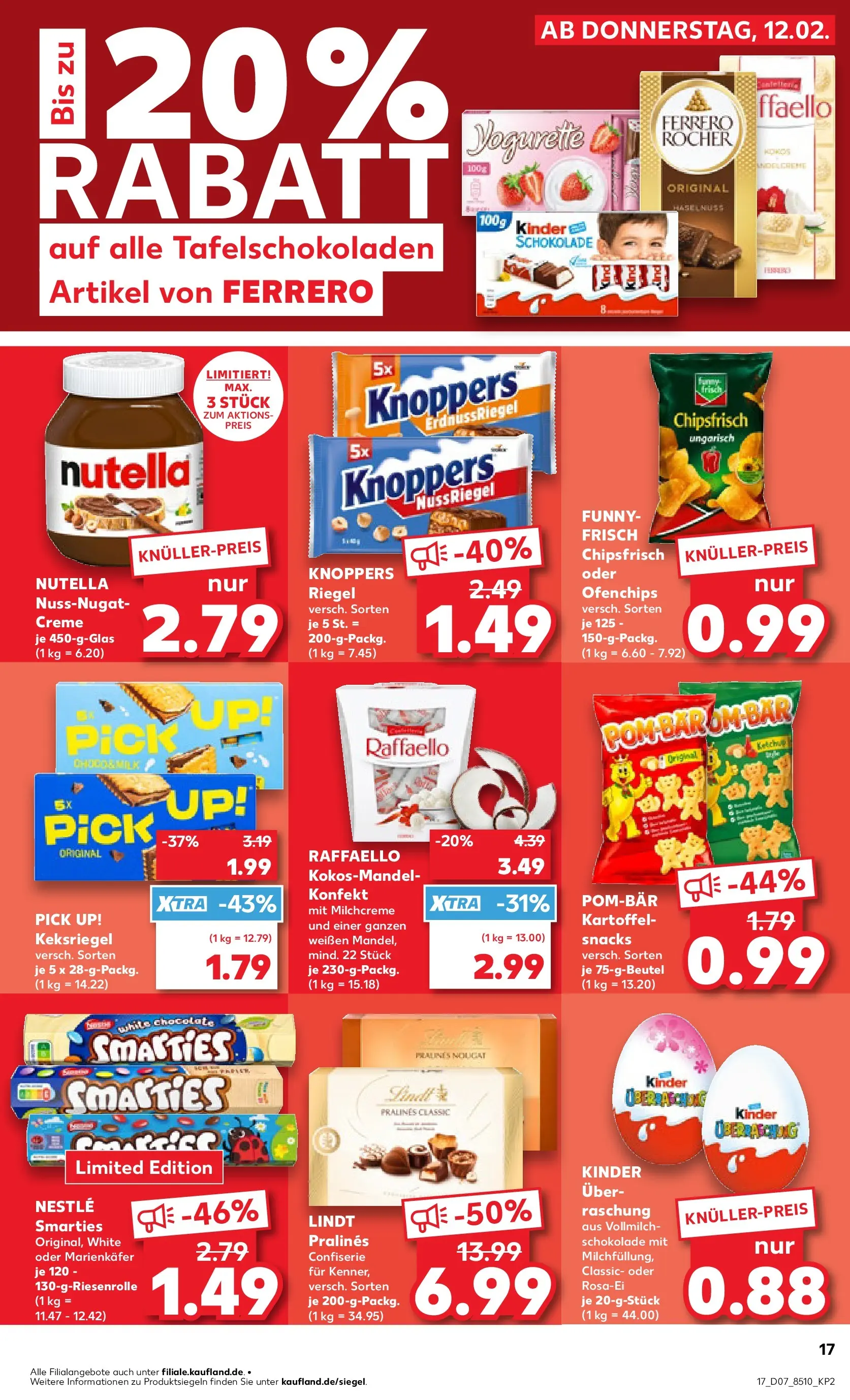 Prospekt Kaufland ab 16.02.2026 » Angebote Online zum Blättern | Seite: 17 | Produkte: POM-BÄR, Creme, Nutella, Chips