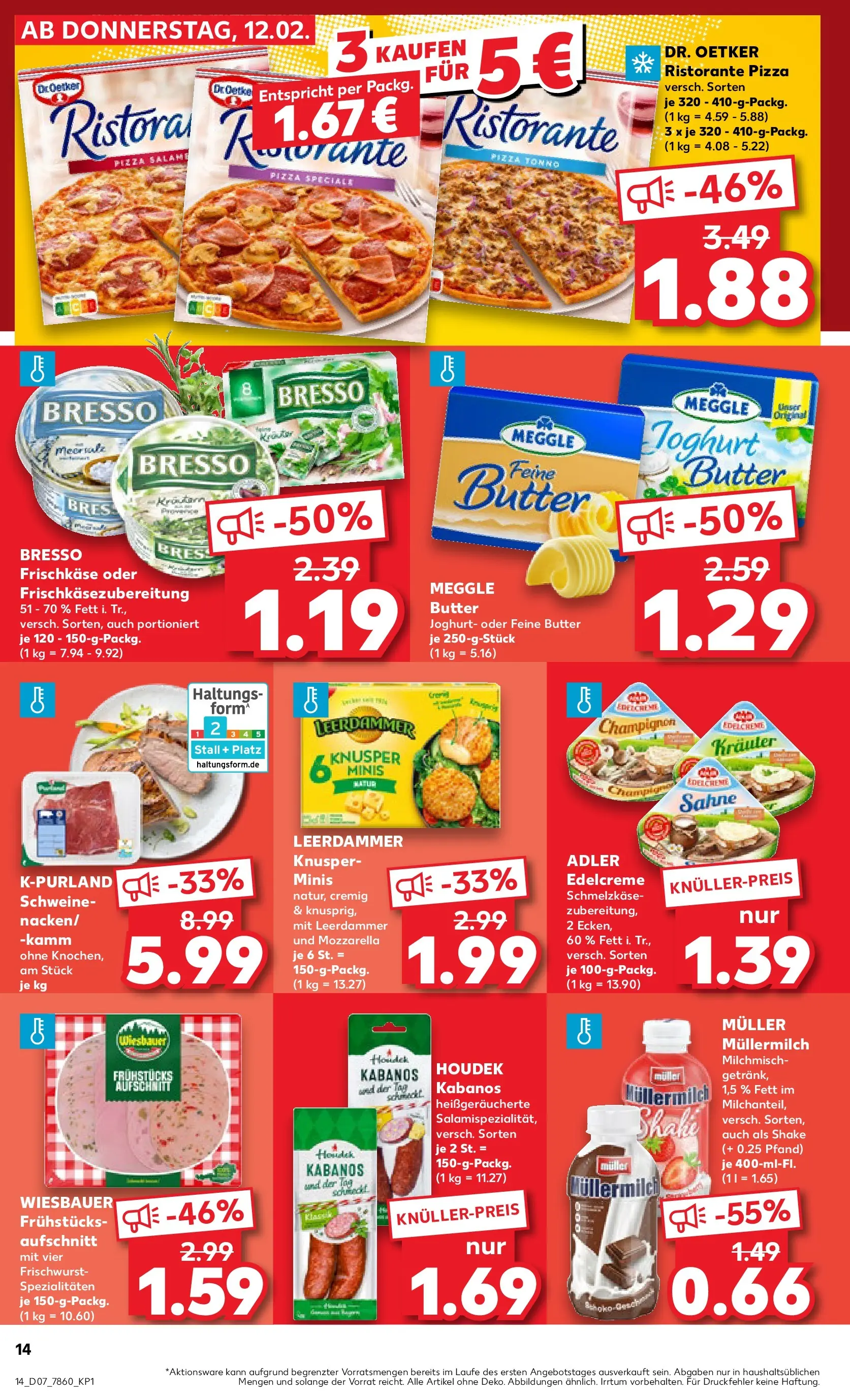 Prospekt Kaufland ab 16.02.2026 » Angebote Online zum Blättern | Seite: 14 | Produkte: Bresso, Salami, Pizza, Sahne