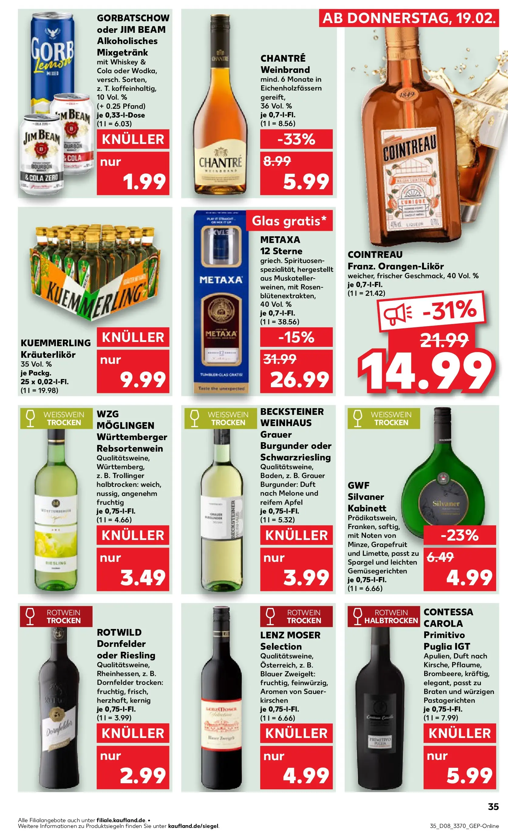 Prospekt Kaufland ab 19.02.2026 » Angebote Online zum Blättern | Seite: 43 | Produkte: Jim beam, Rotwein, Chantré, Melone