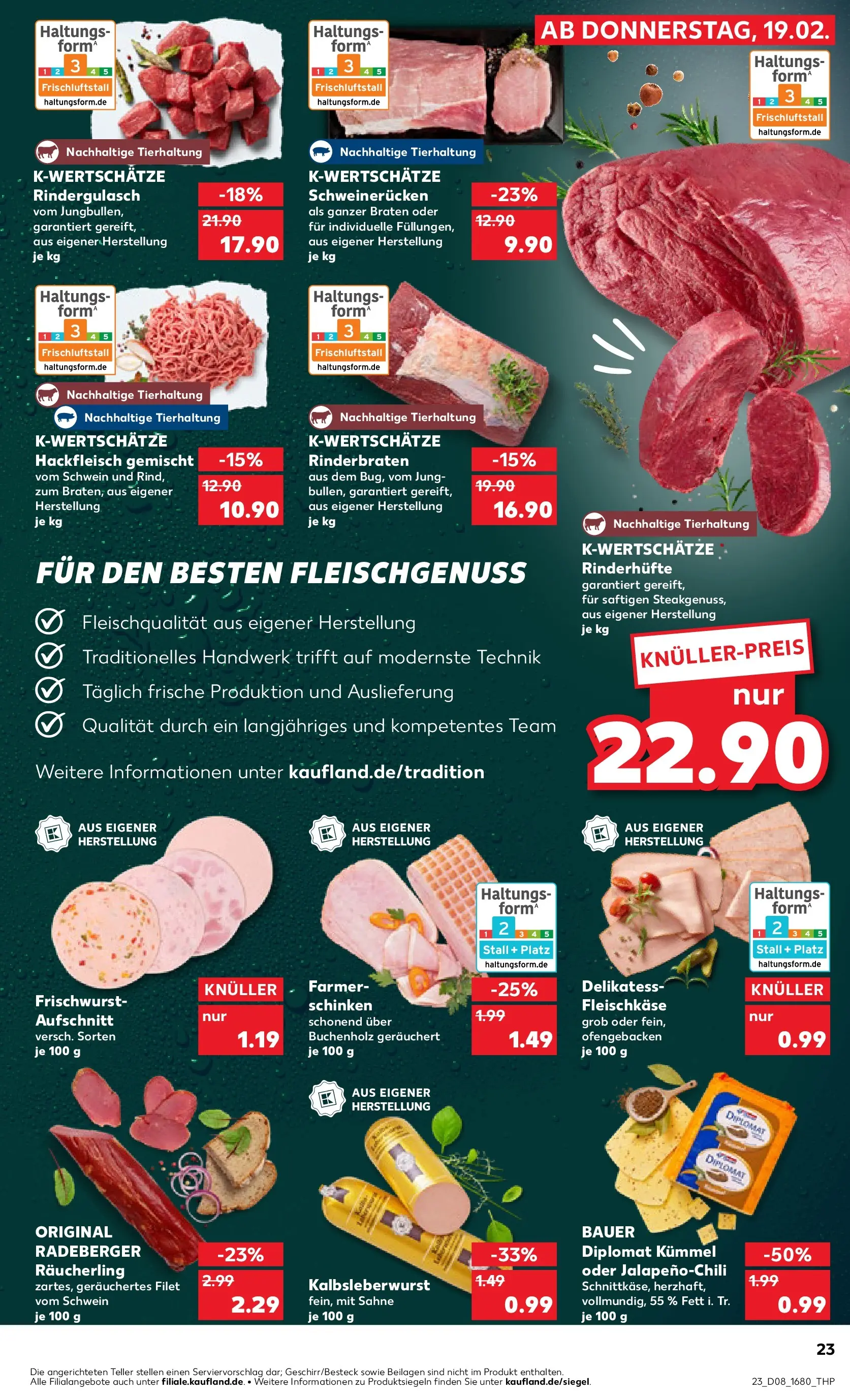 Prospekt Kaufland ab 19.02.2026 » Angebote Online zum Blättern | Seite: 31 | Produkte: Rindergulasch, Schweinerucken, Schinken, Hackfleisch
