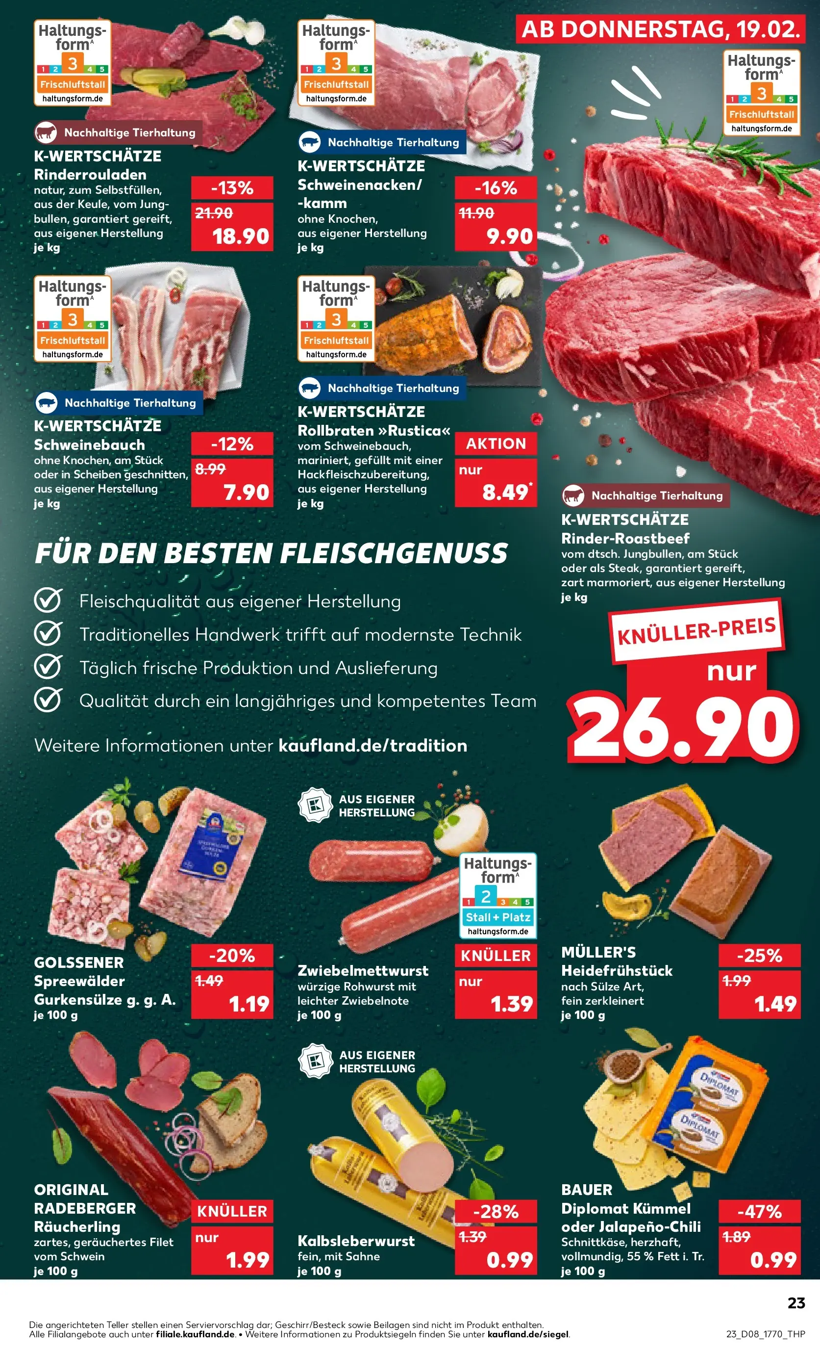 Prospekt Kaufland ab 19.02.2026 » Angebote Online zum Blättern | Seite: 31 | Produkte: Rinderrouladen, Schweinebauch, Sahne