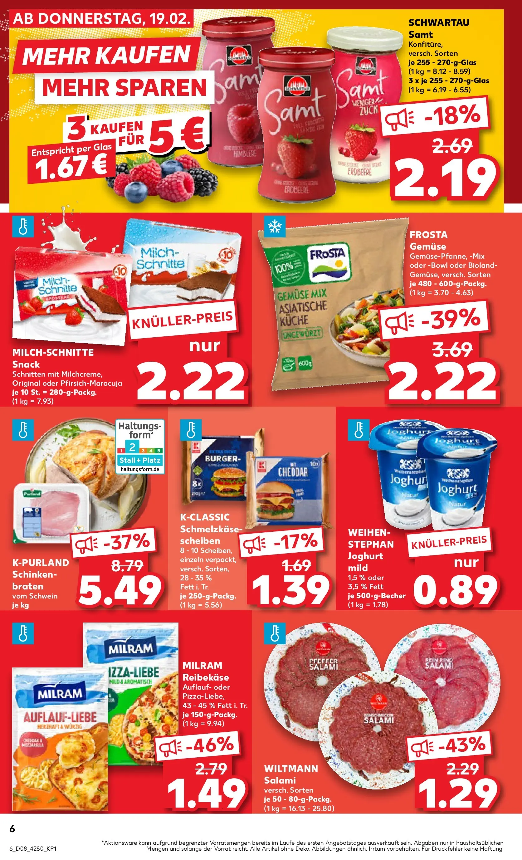 Prospekt Kaufland ab 19.02.2026 » Angebote Online zum Blättern | Seite: 14 | Produkte: Frosta, Gemüse, Salami, Reibekase