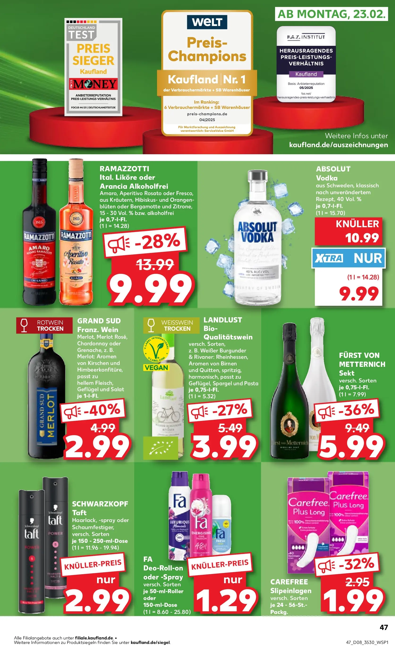 Prospekt Kaufland ab 19.02.2026 » Angebote Online zum Blättern | Seite: 55 | Produkte: Orangen, Wein, Vodka, Ramazzotti