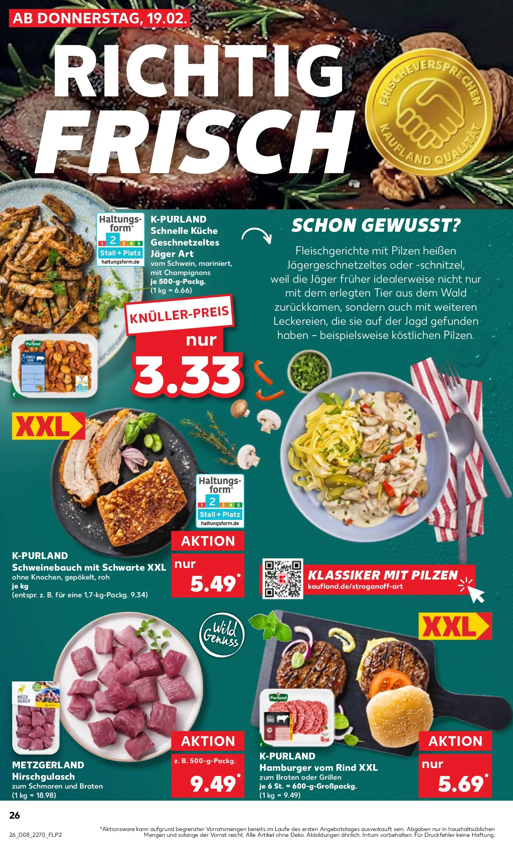 Prospekt Kaufland ab 19.02.2026 » Angebote und Werbung Online | Seite: 34 | Produkte: Schweinebauch, Küche, Champignons Prospekt Kaufland ab 19.02.2026 » Angebote Online zum Blättern | Seite: 34 | Produkte: Schweinebauch, Küche, Champignons