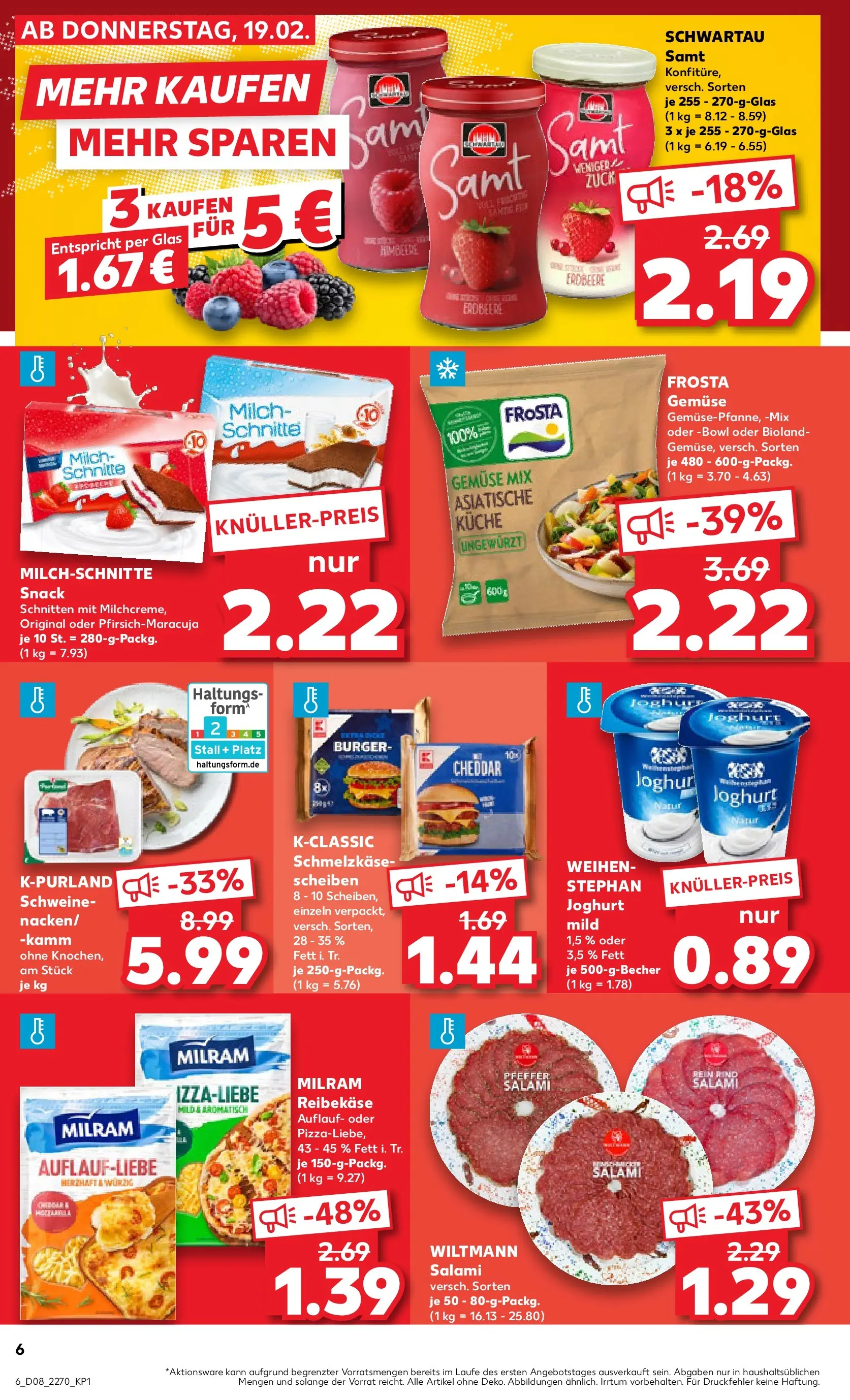 Prospekt Kaufland ab 19.02.2026 » Angebote und Werbung Online | Seite: 14 | Produkte: Schwartau samt, Küche, Milram, Reibekase Prospekt Kaufland ab 19.02.2026 » Angebote Online zum Blättern | Seite: 14 | Produkte: Schwartau samt, Küche, Milram, Reibekase
