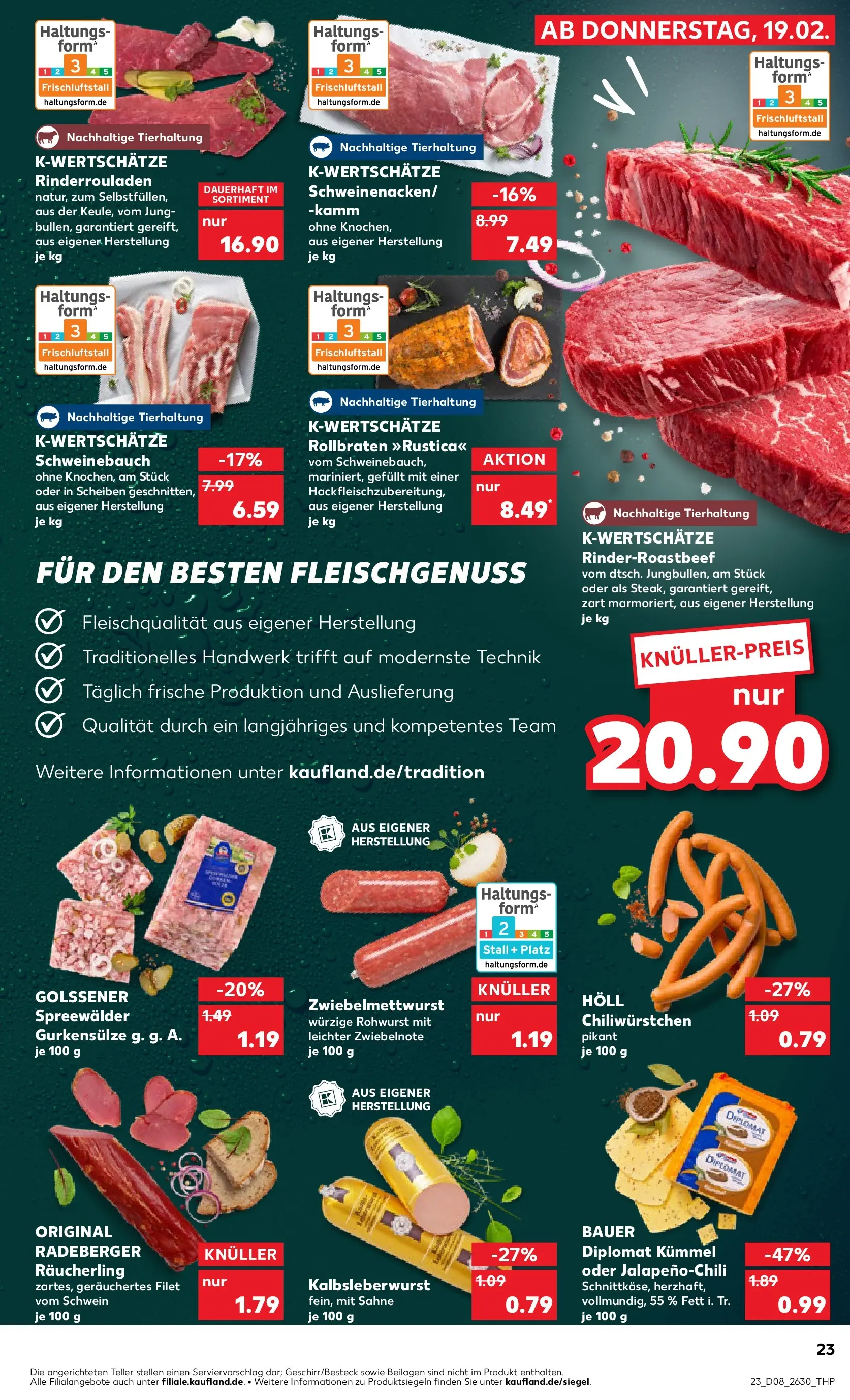 Prospekt Kaufland ab 19.02.2026 » Angebote und Werbung Online | Seite: 31 | Produkte: Rinderrouladen, Schweinebauch, Chili, Sahne Prospekt Kaufland ab 19.02.2026 » Angebote Online zum Blättern | Seite: 31 | Produkte: Rinderrouladen, Schweinebauch, Chili, Sahne
