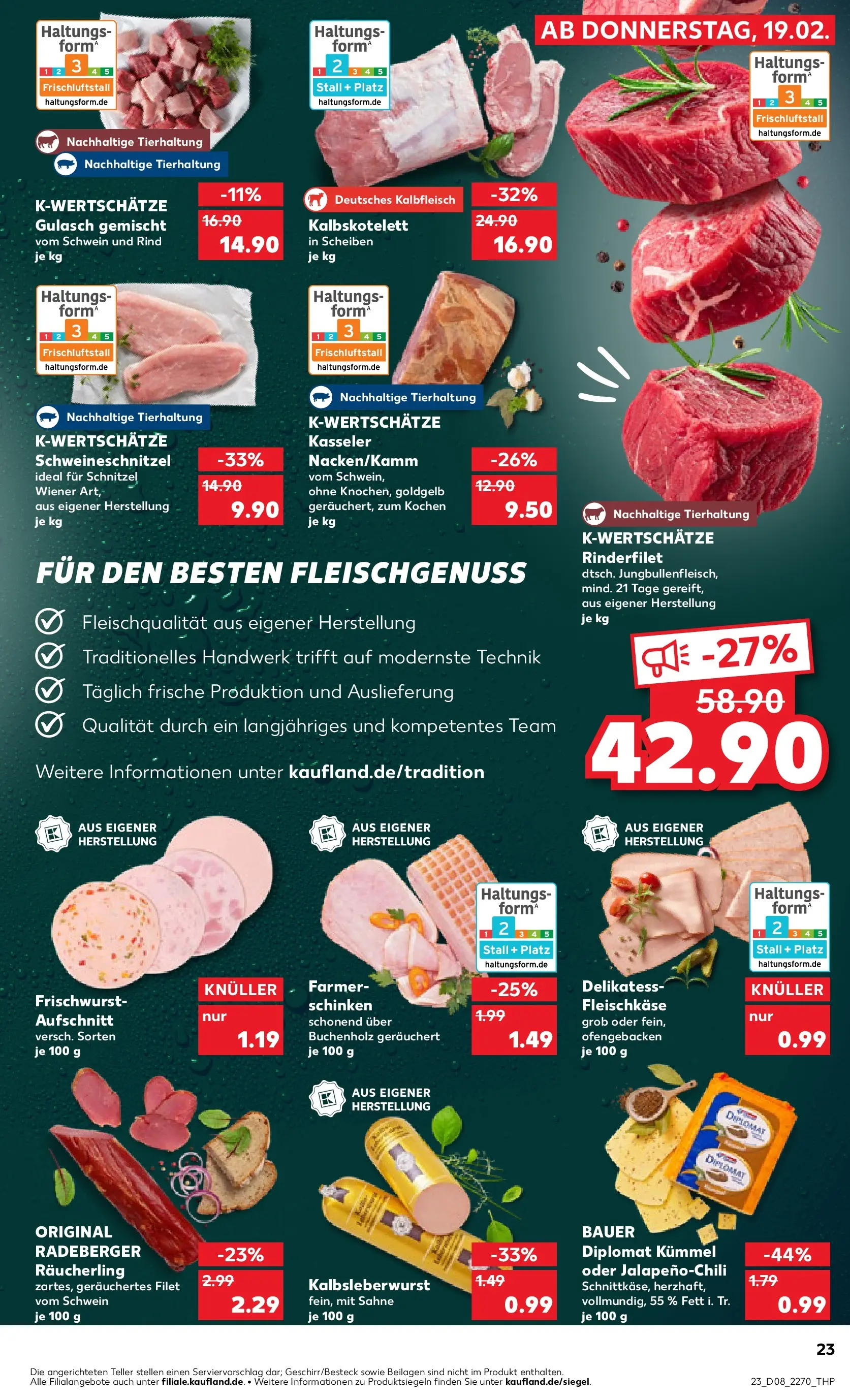 Prospekt Kaufland ab 19.02.2026 » Angebote und Werbung Online | Seite: 31 | Produkte: Rinderfilet, Gulasch, Schinken, Sahne Prospekt Kaufland ab 19.02.2026 » Angebote Online zum Blättern | Seite: 31 | Produkte: Rinderfilet, Gulasch, Schinken, Sahne