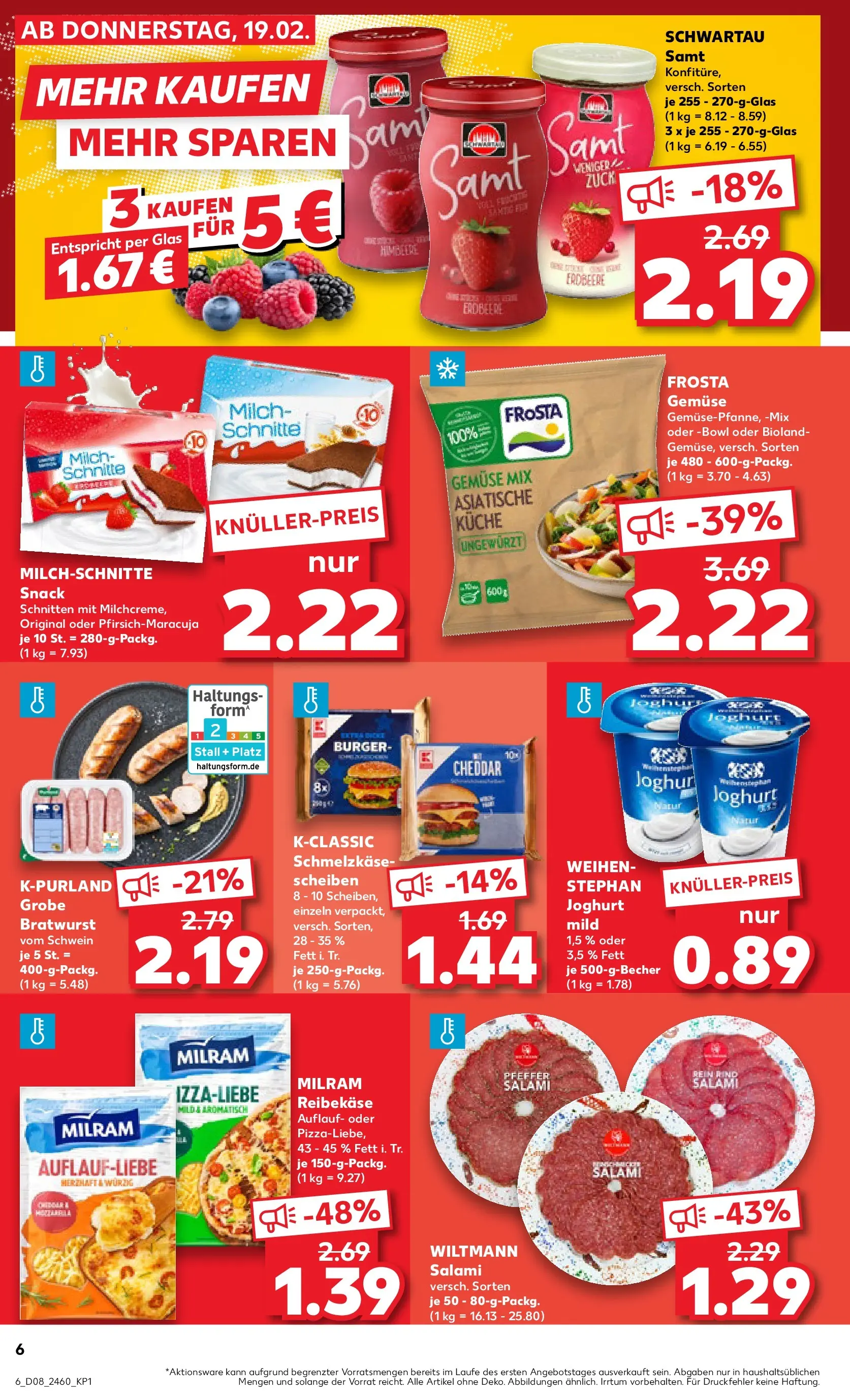 Prospekt Kaufland ab 18.02.2026 » Angebote Online zum Blättern | Seite: 14 | Produkte: Milch, Milram, Salami, Reibekase