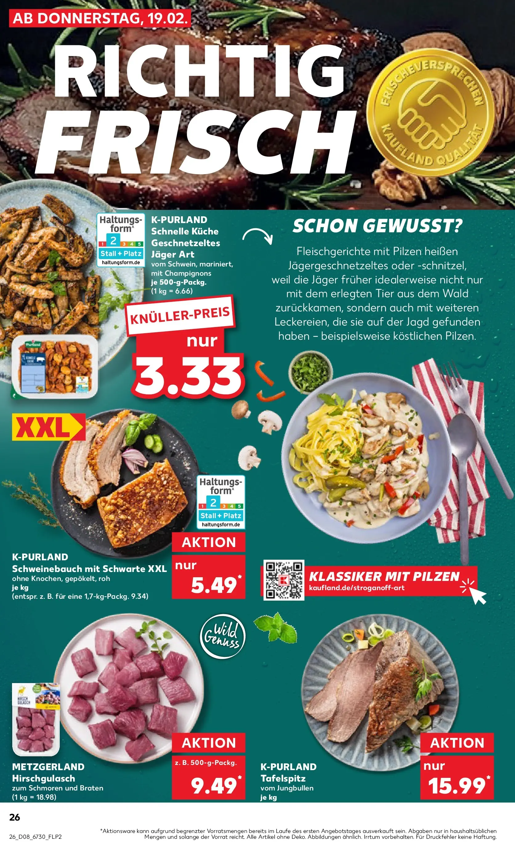 Prospekt Kaufland ab 19.02.2026 » Angebote Online zum Blättern | Seite: 34 | Produkte: Tafelspitz, Schweinebauch, Küche, Champignons
