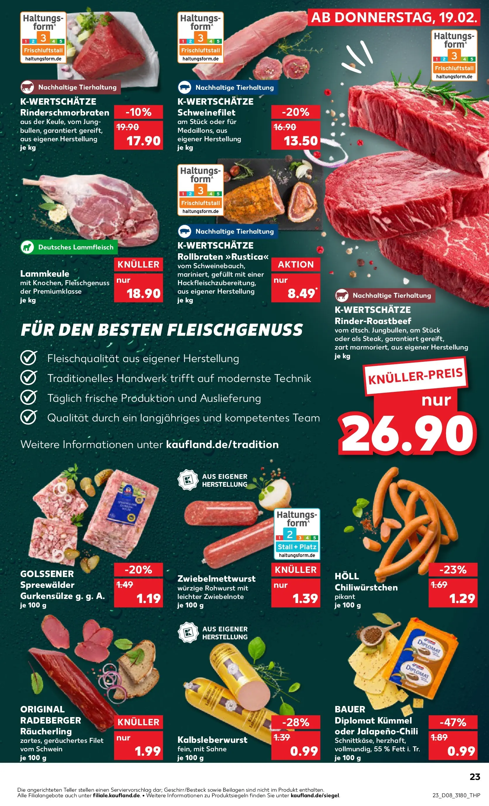 Prospekt Kaufland ab 18.02.2026 » Angebote Online zum Blättern | Seite: 31 | Produkte: Lammkeule, Schweinefilet, Chili, Sahne