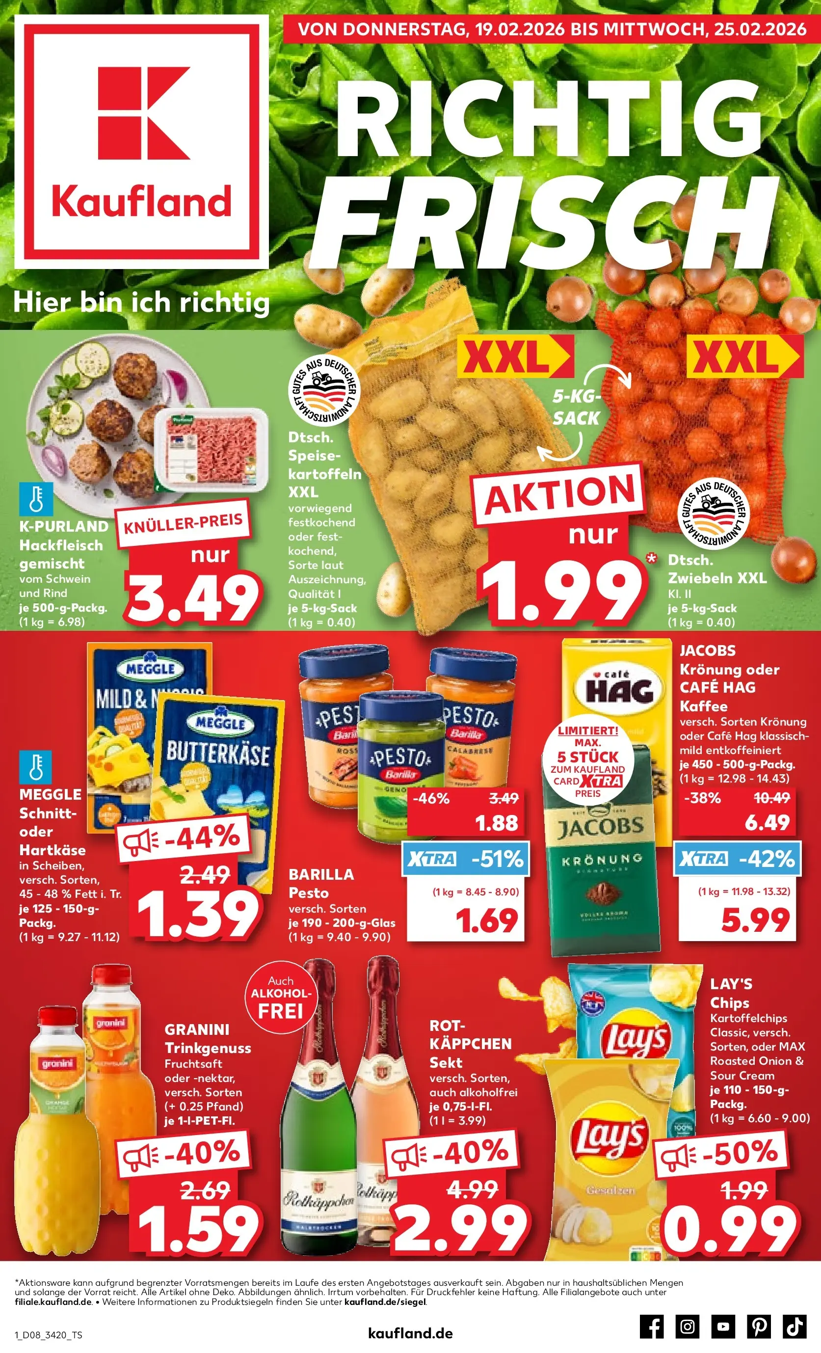 Prospekt Kaufland ab 19.02.2026 » Angebote Online zum Blättern | Seite: 13 | Produkte: Barilla, Kartoffeln, Rotkäppchen, Hackfleisch