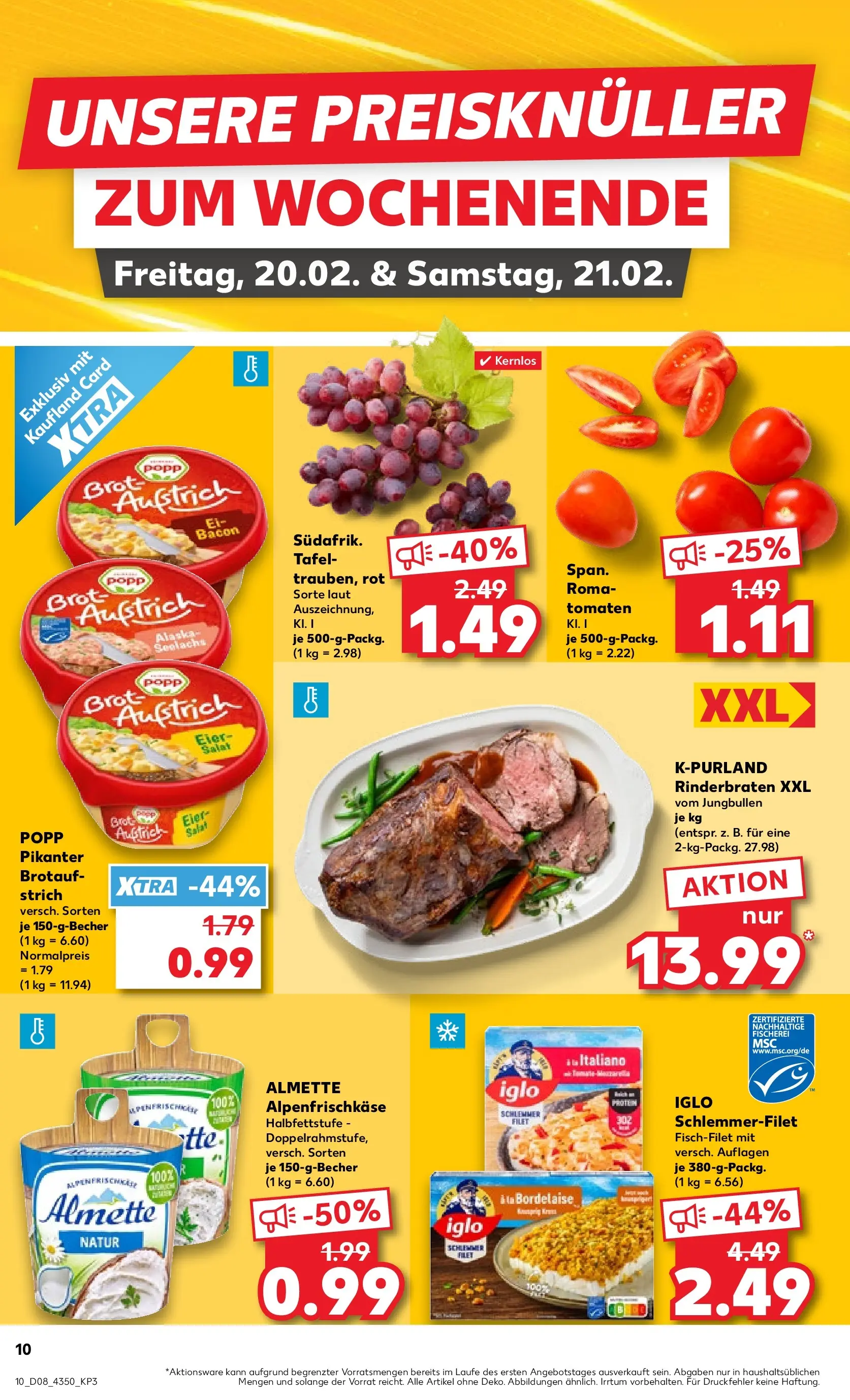 Prospekt Kaufland ab 19.02.2026 » Angebote Online zum Blättern | Seite: 22 | Produkte: Almette, Iglo, Tomaten, Brot
