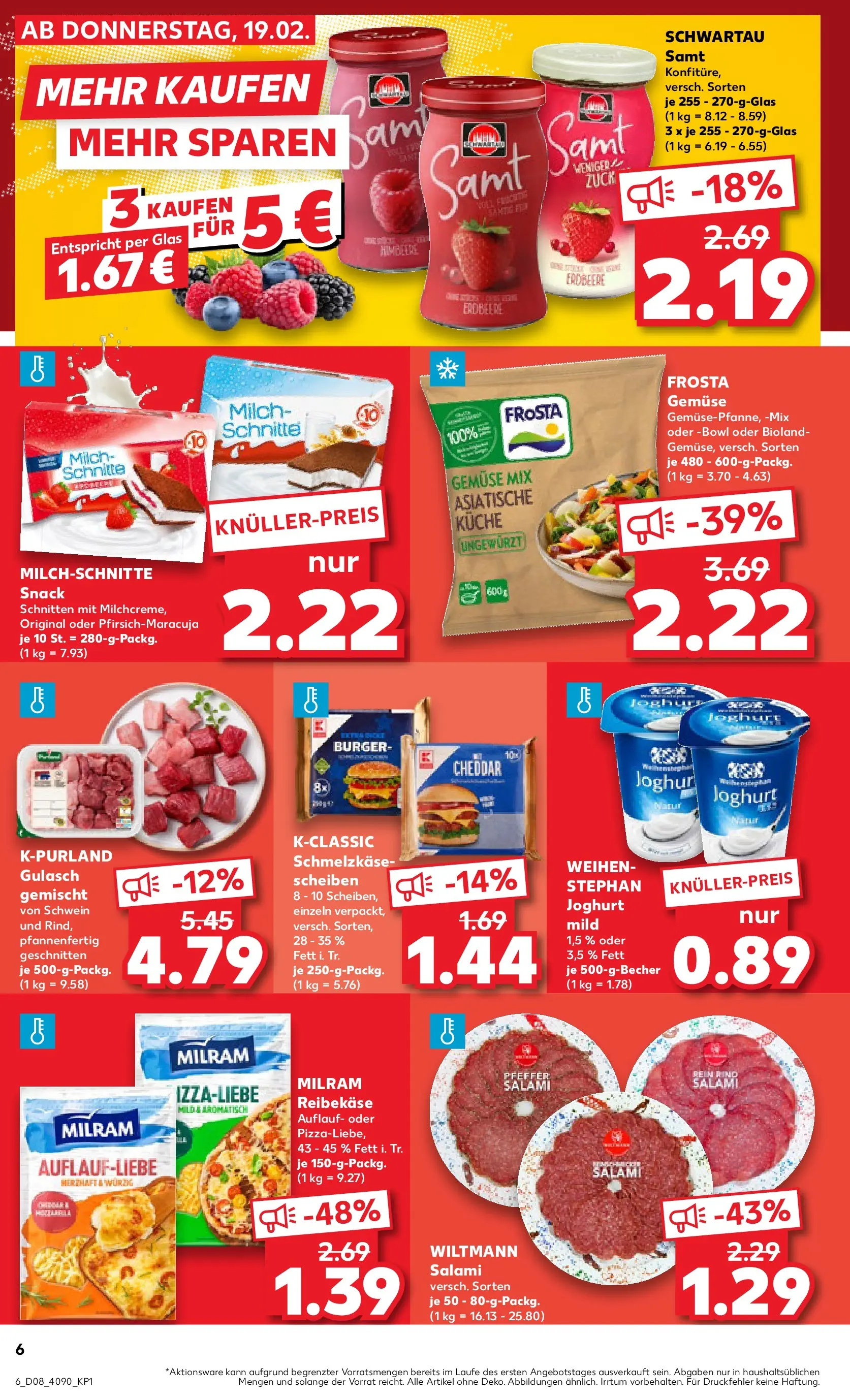 Prospekt Kaufland ab 19.02.2026 » Angebote und Werbung Online | Seite: 14 | Produkte: Milch, Milram, Gulasch, Reibekase Prospekt Kaufland ab 19.02.2026 » Angebote Online zum Blättern | Seite: 14 | Produkte: Milch, Milram, Gulasch, Reibekase