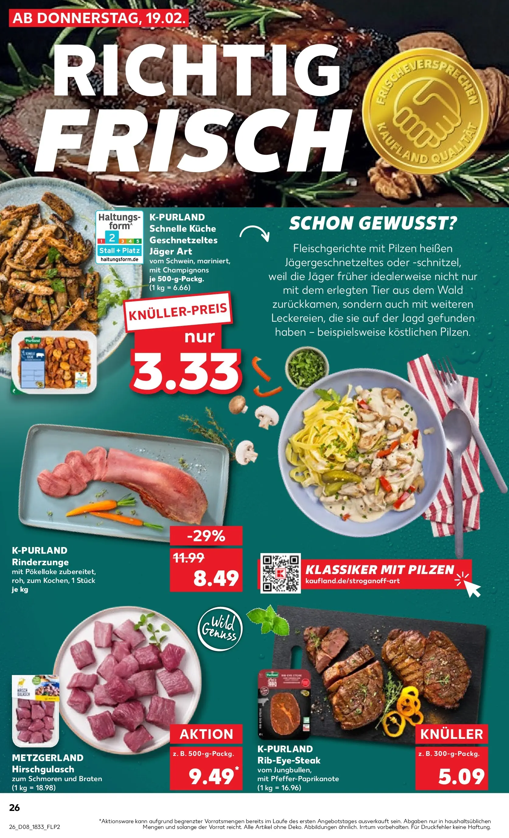 Prospekt Kaufland ab 19.02.2026 » Angebote Online zum Blättern | Seite: 38 | Produkte: Küche, Champignons, Steak