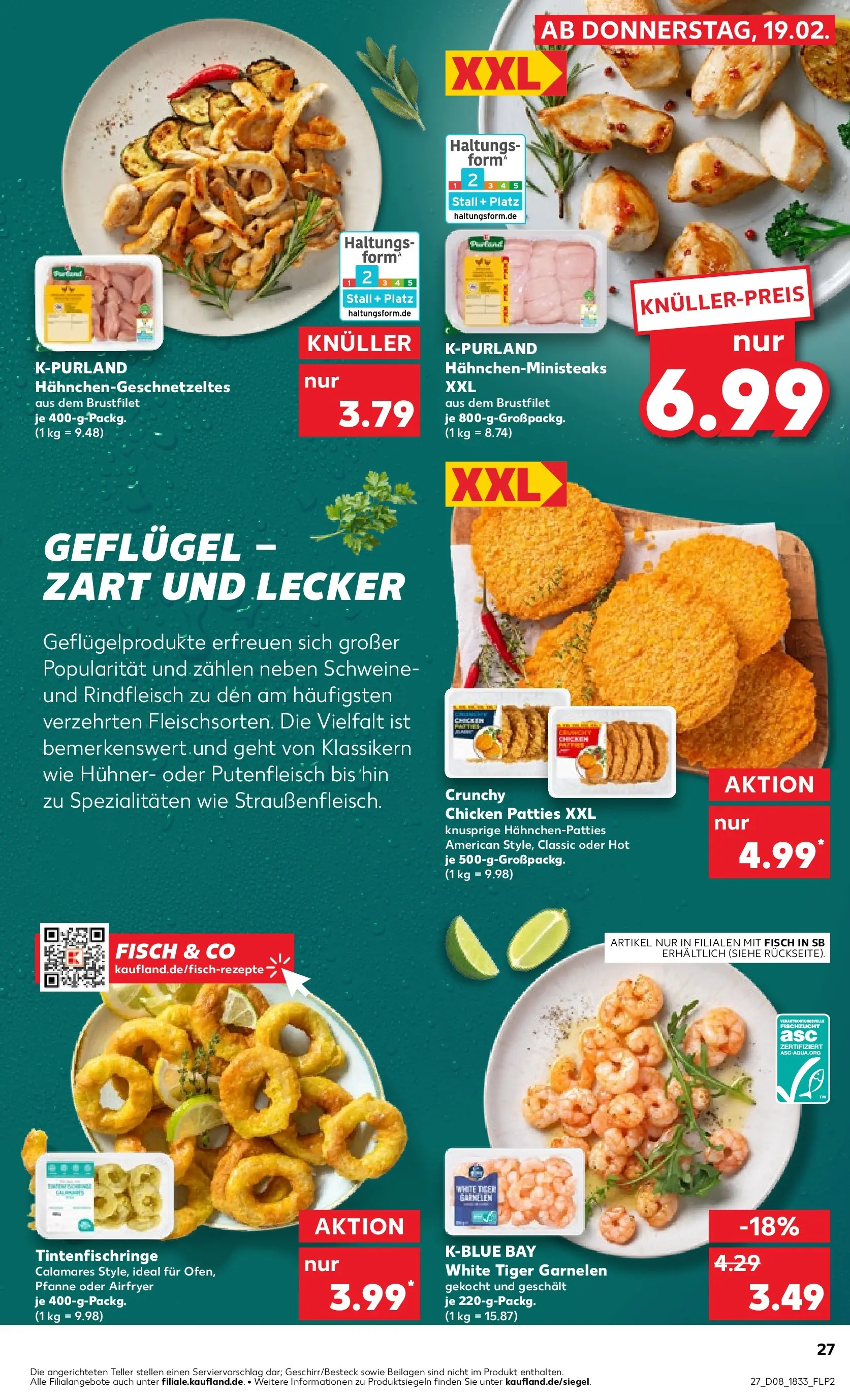 Prospekt Kaufland ab 19.02.2026 » Angebote Online zum Blättern | Seite: 39 | Produkte: Garnelen, Fisch, Tiger garnelen, Rindfleisch