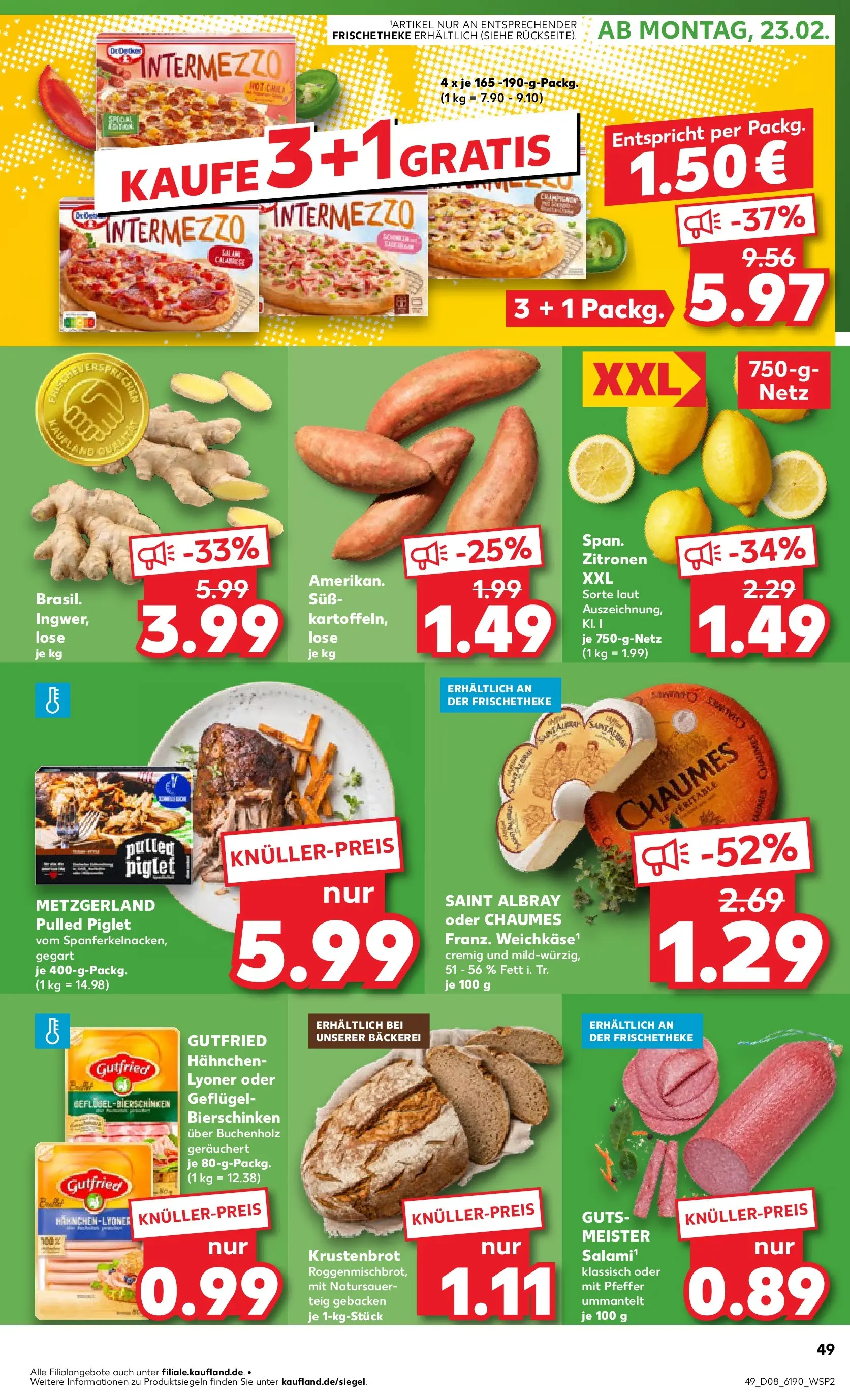 Prospekt Kaufland ab 19.02.2026 » Angebote Online zum Blättern | Seite: 57 | Produkte: Hahnchen, Bäckerei, Pfeffer, Pizza