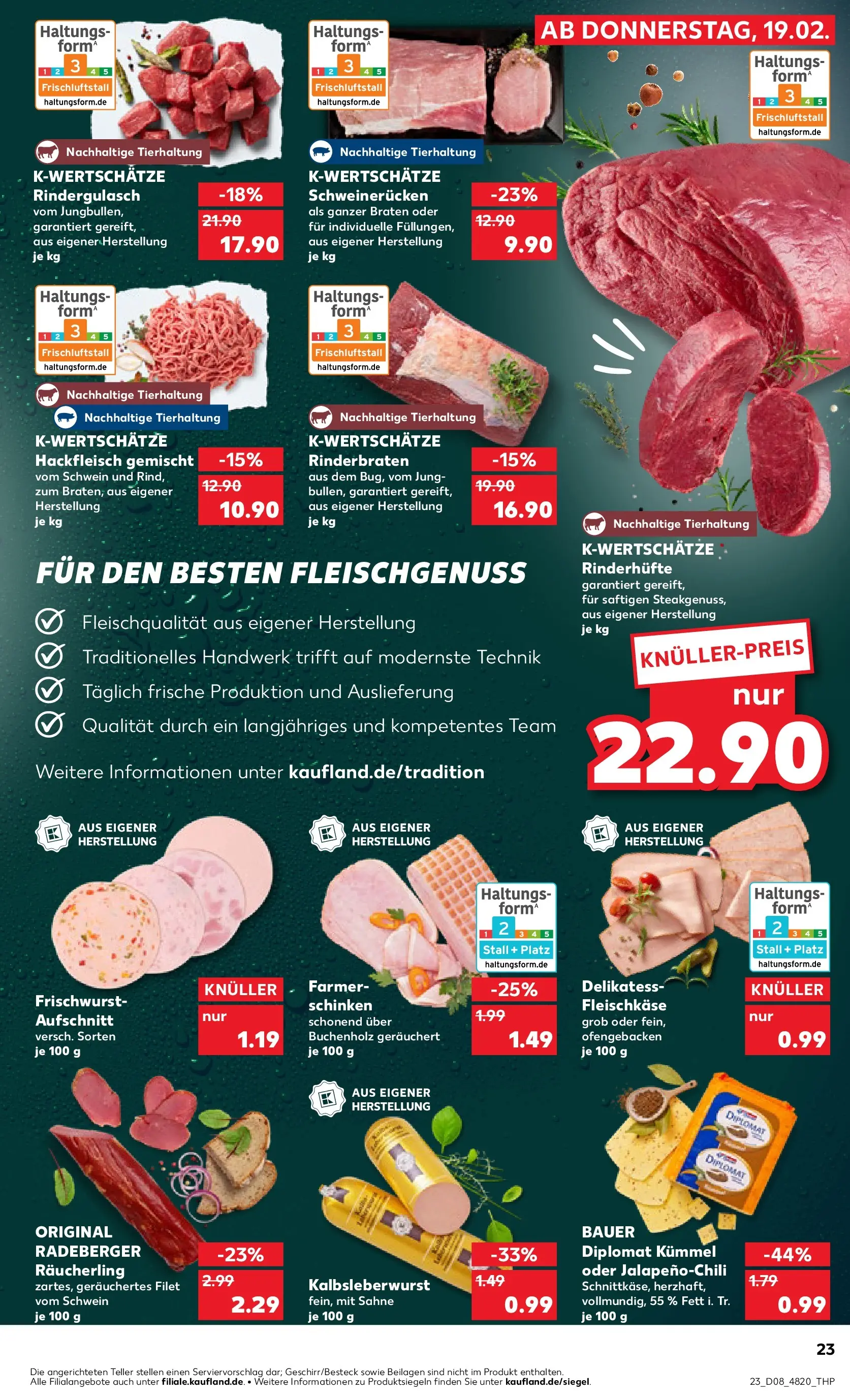 Prospekt Kaufland ab 19.02.2026 » Angebote Online zum Blättern | Seite: 31 | Produkte: Rindergulasch, Schinken, Sahne, Hackfleisch