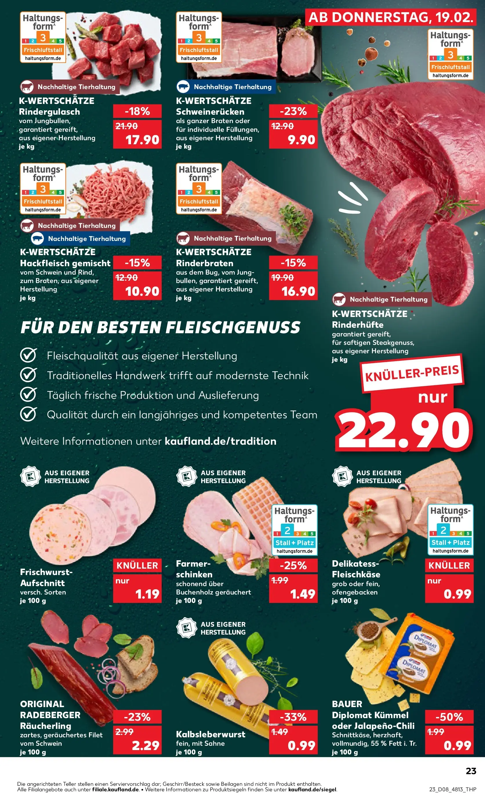Prospekt Kaufland ab 19.02.2026 » Angebote Online zum Blättern | Seite: 31 | Produkte: Rindergulasch, Schweinerucken, Sahne, Hackfleisch